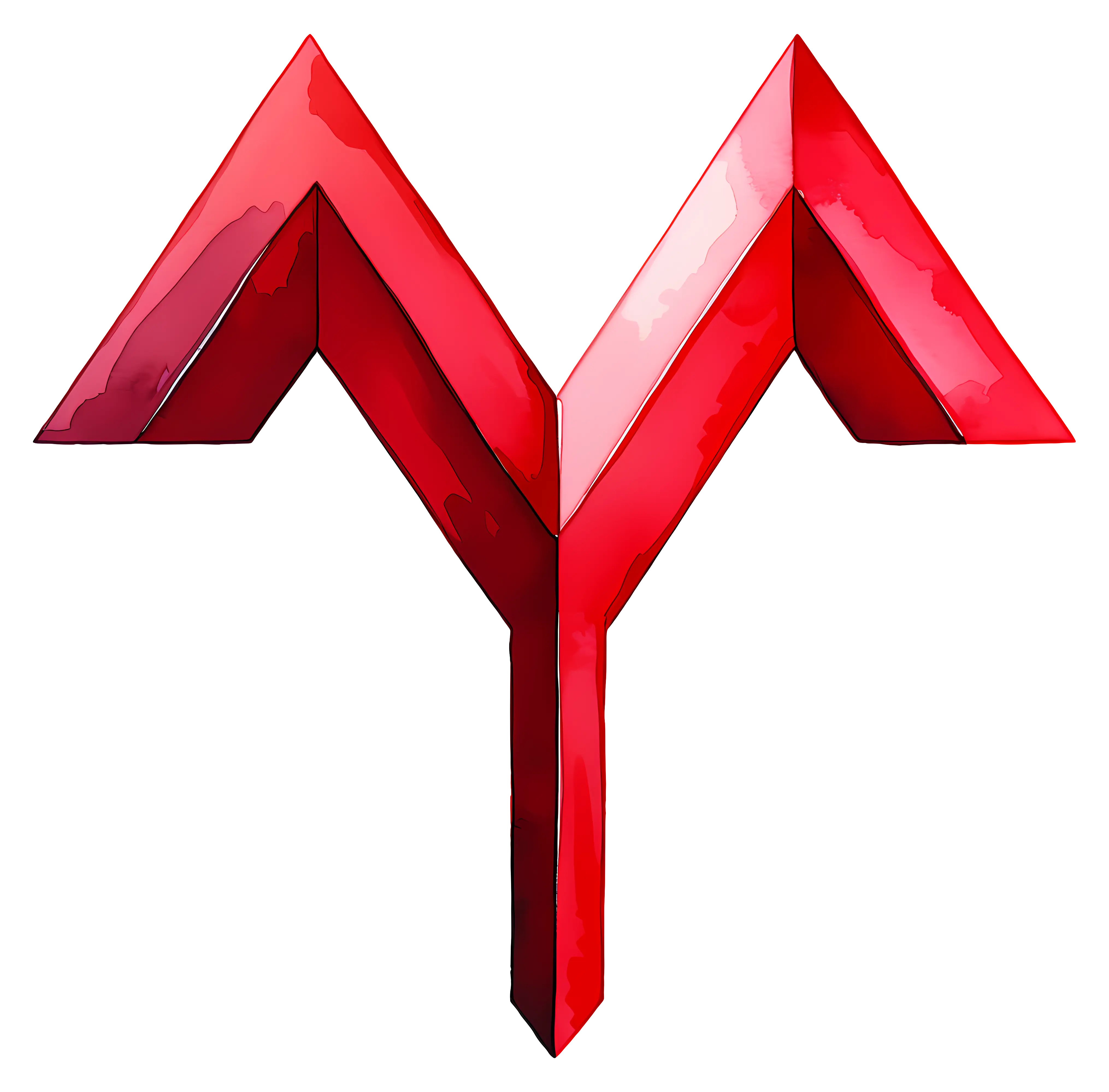 Red M Shape Geometric Design