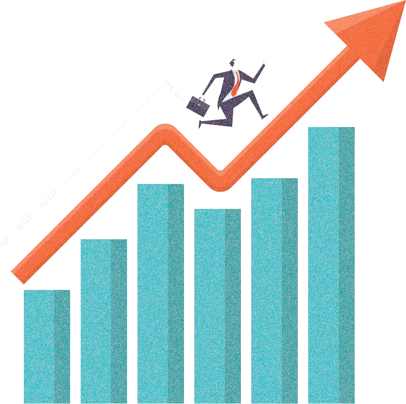 Man Running Upward Arrow for Growth and Success