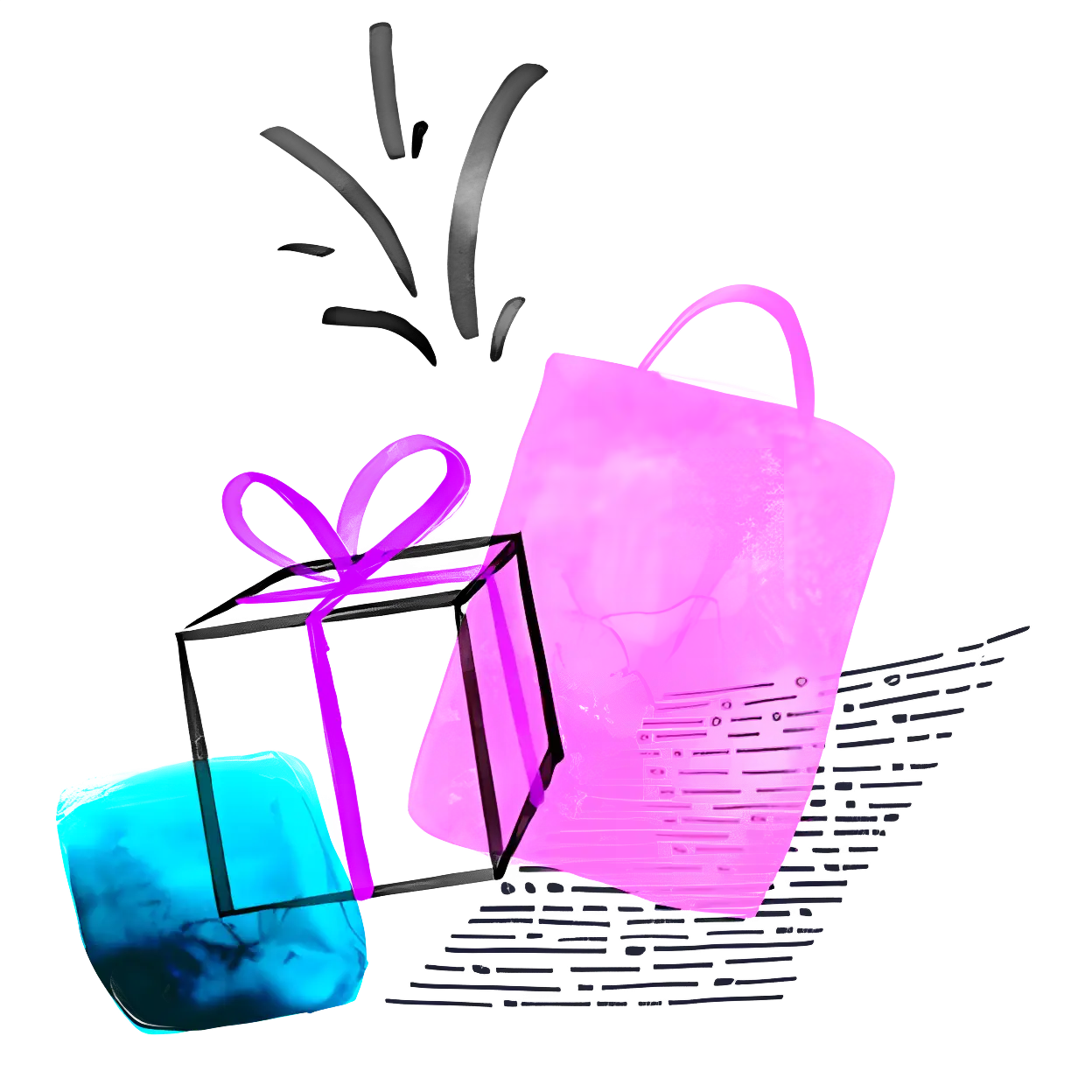Colorful Gift Box and Shopping Bag