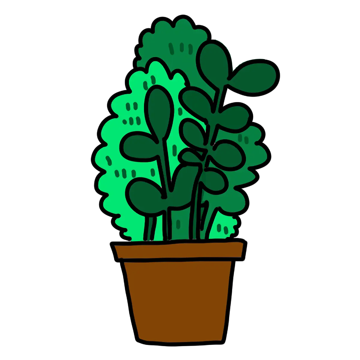 Cute Potted Green Plant Illustration