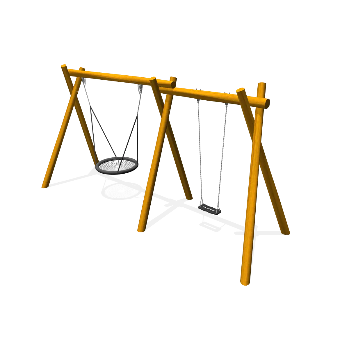 Wooden Swing Set with Two Swings