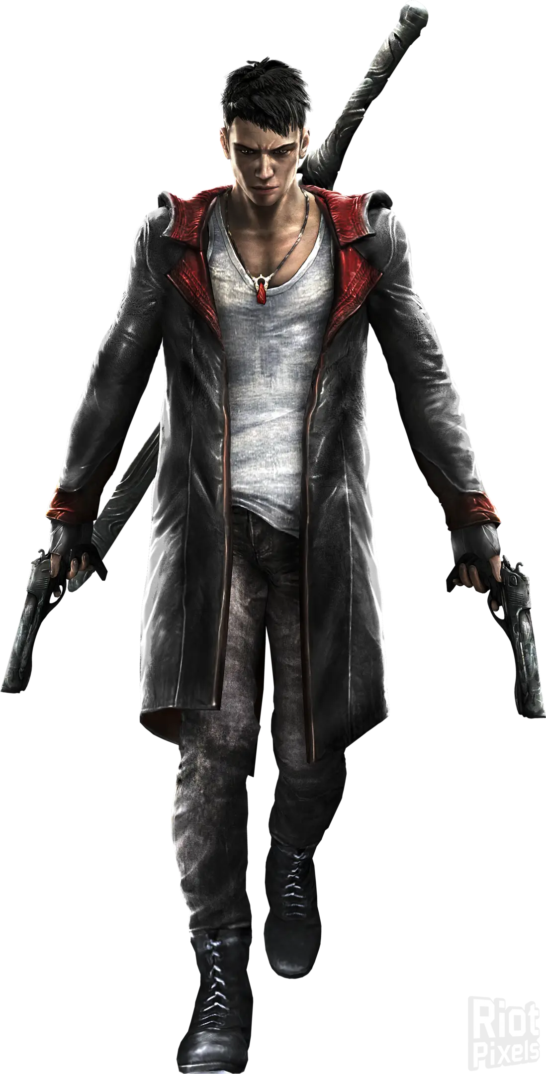 Dark-haired Character with Guns in Long Coat