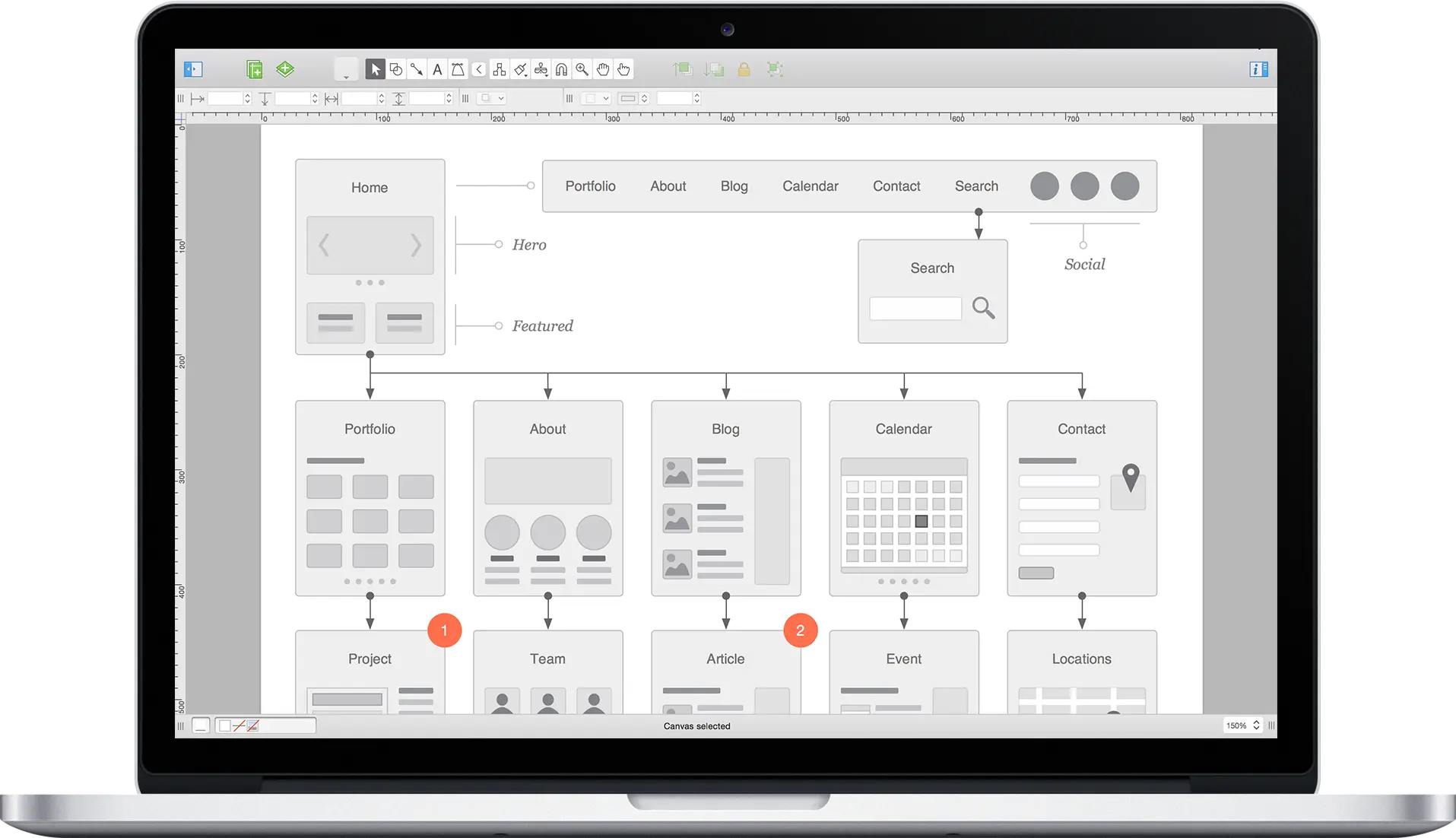 Laptop Screen with Workflow Diagram