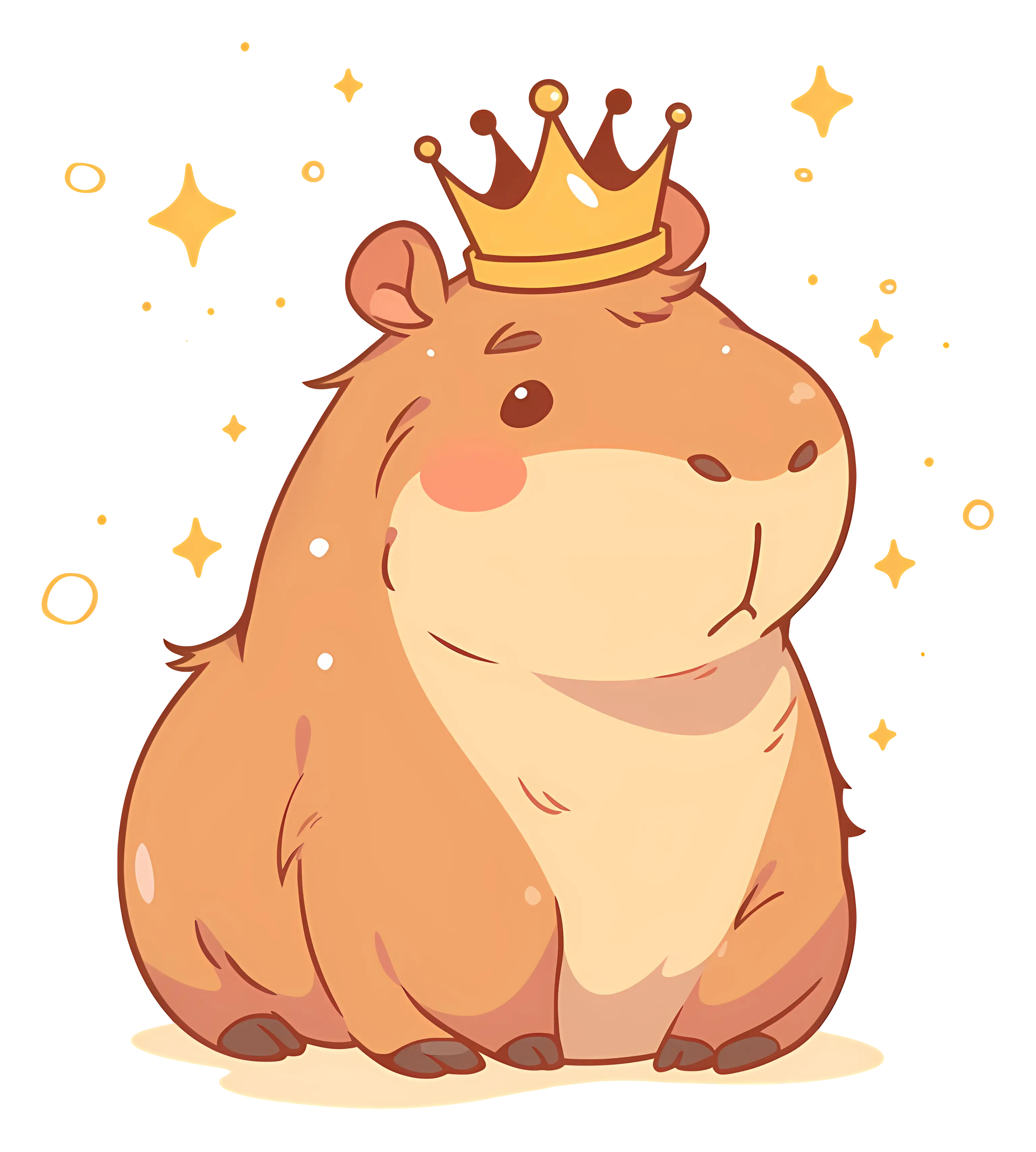 Crowned Capybara Cartoon Illustration