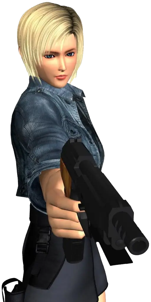 Blonde Character Pointing Gun