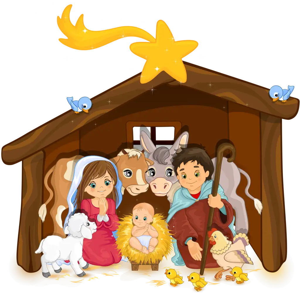 Cartoon Nativity Scene for Christmas