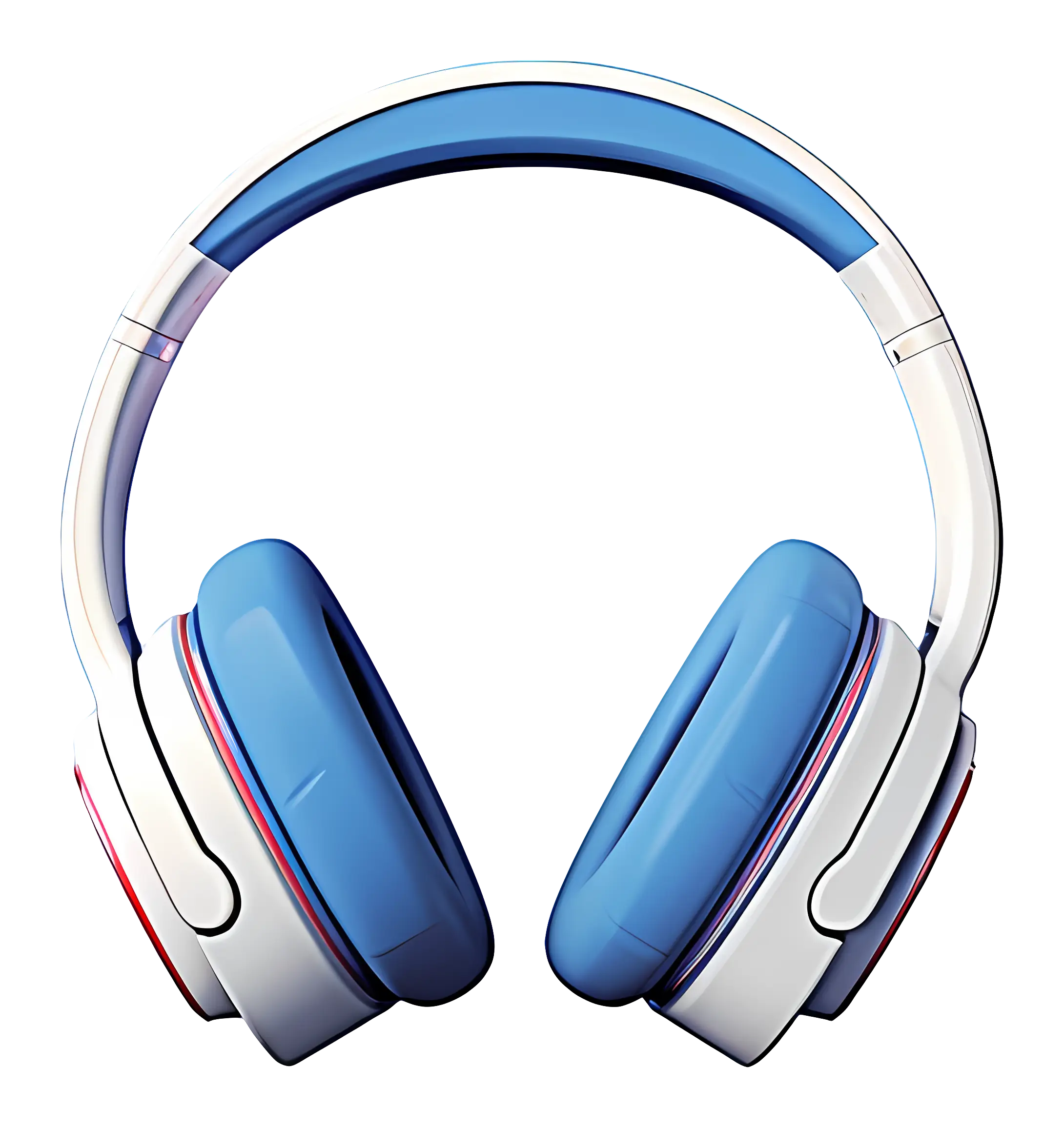 Blue and White Headphones