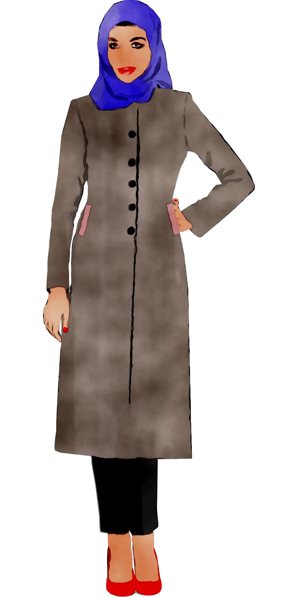 Woman in Long Coat Illustration