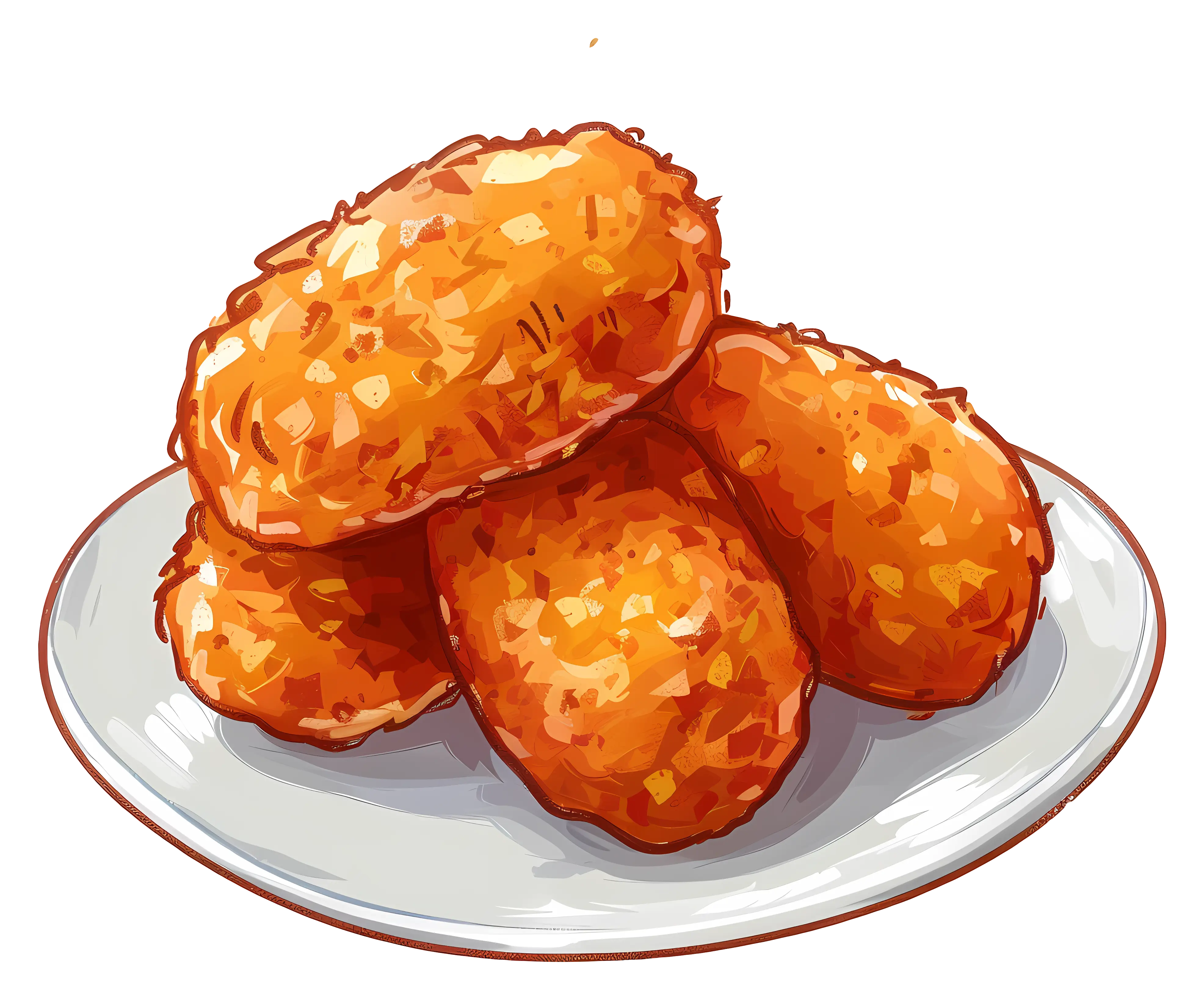 Fried Snacks Illustration on Plate