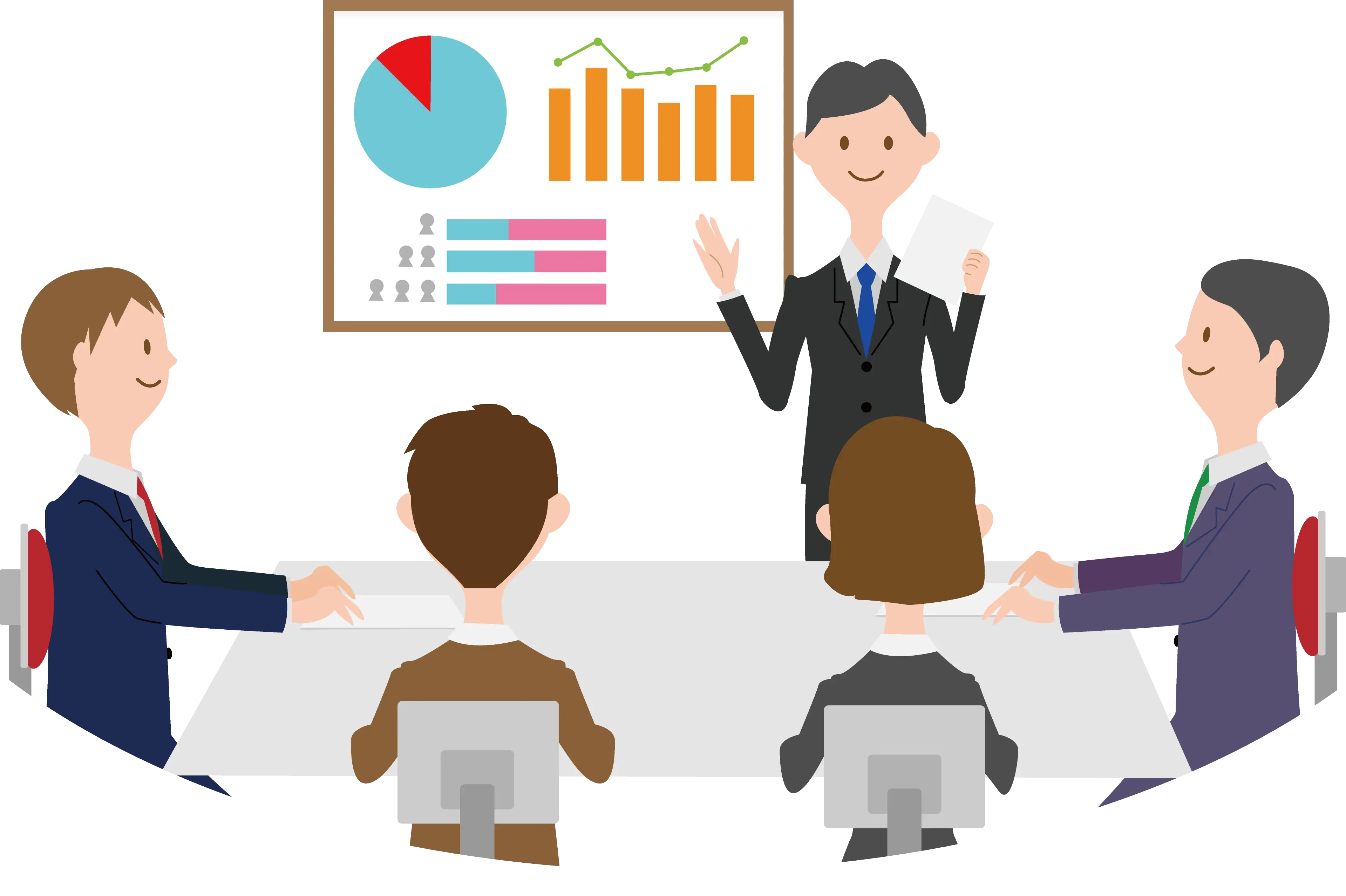 Team Meeting with Presentation Illustration