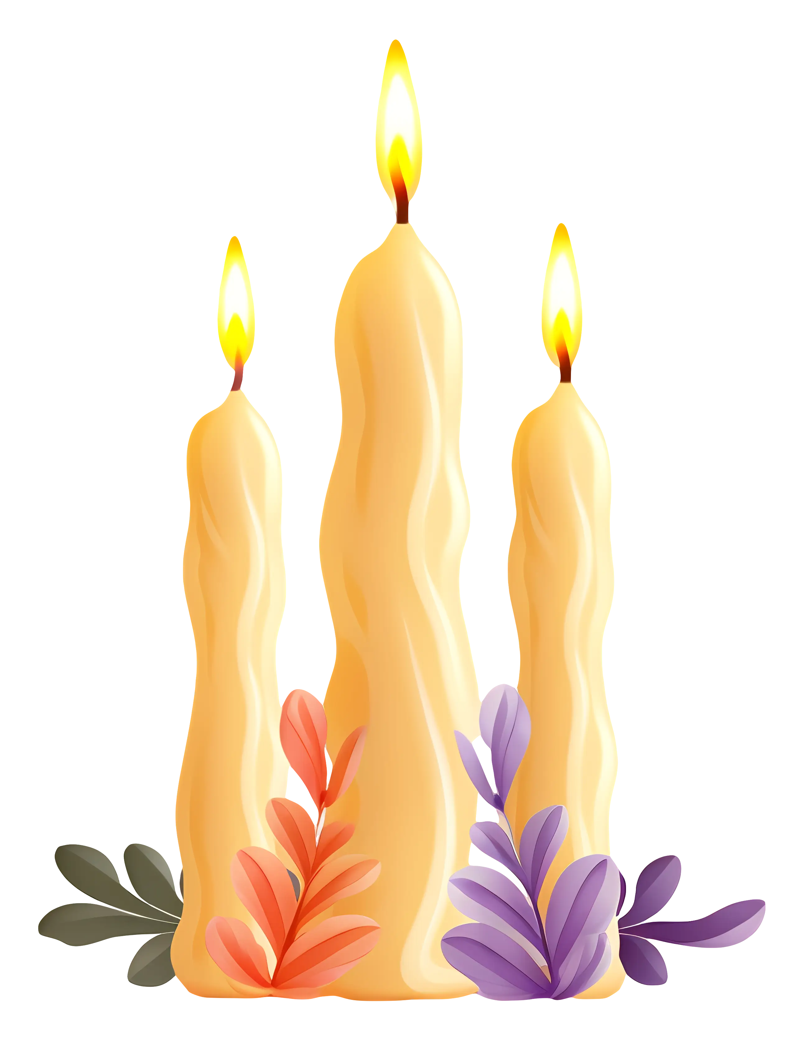 Tall Decorative Candles with Leaves