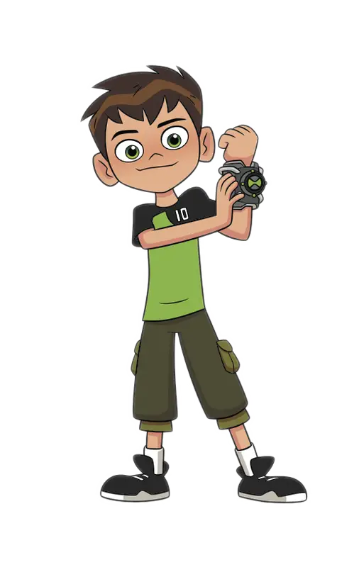 Cartoon Boy with Green Shirt and Watch