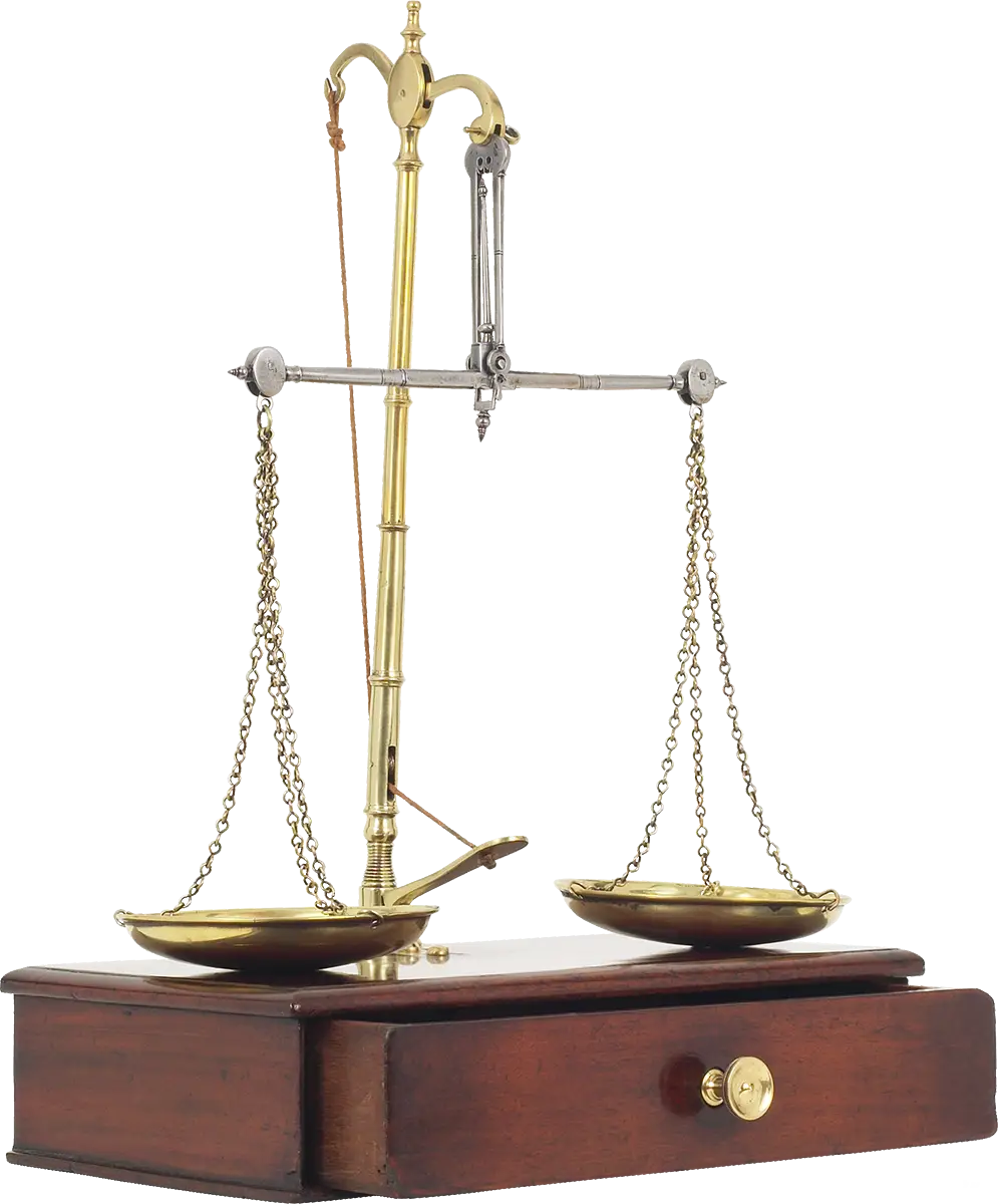 Traditional Balance Scale with Gold and Wood