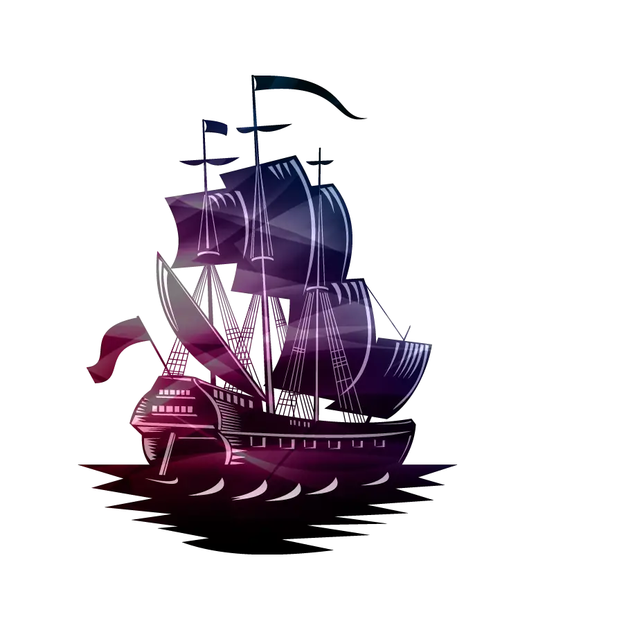 Black Silhouette of a Sailing Ship