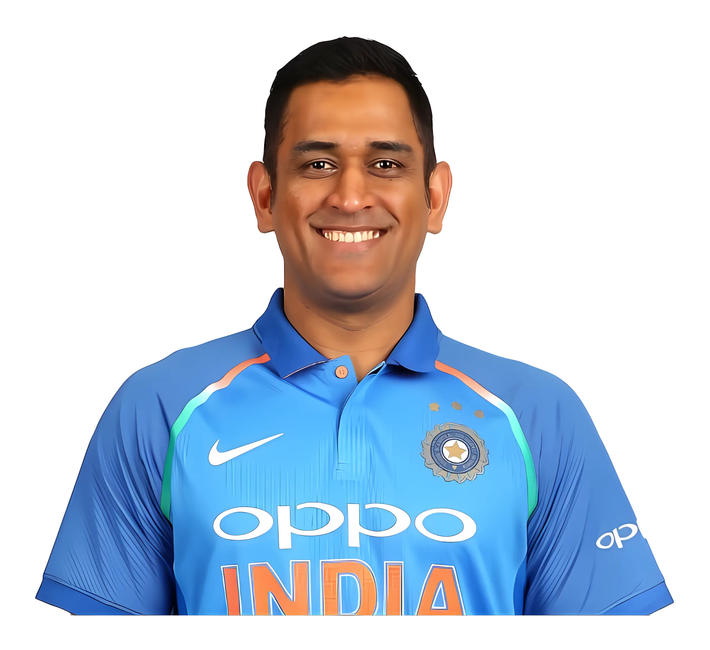 Smiling Cricketer in Blue Jersey