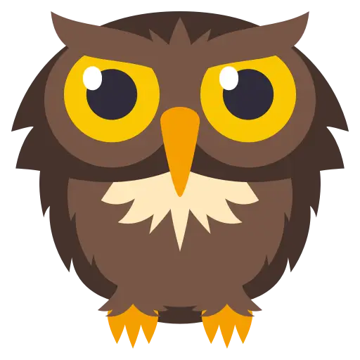 Cute Cartoon Owl with Yellow Eyes