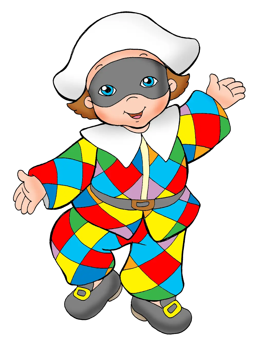 Harlequin in Colorful Costume