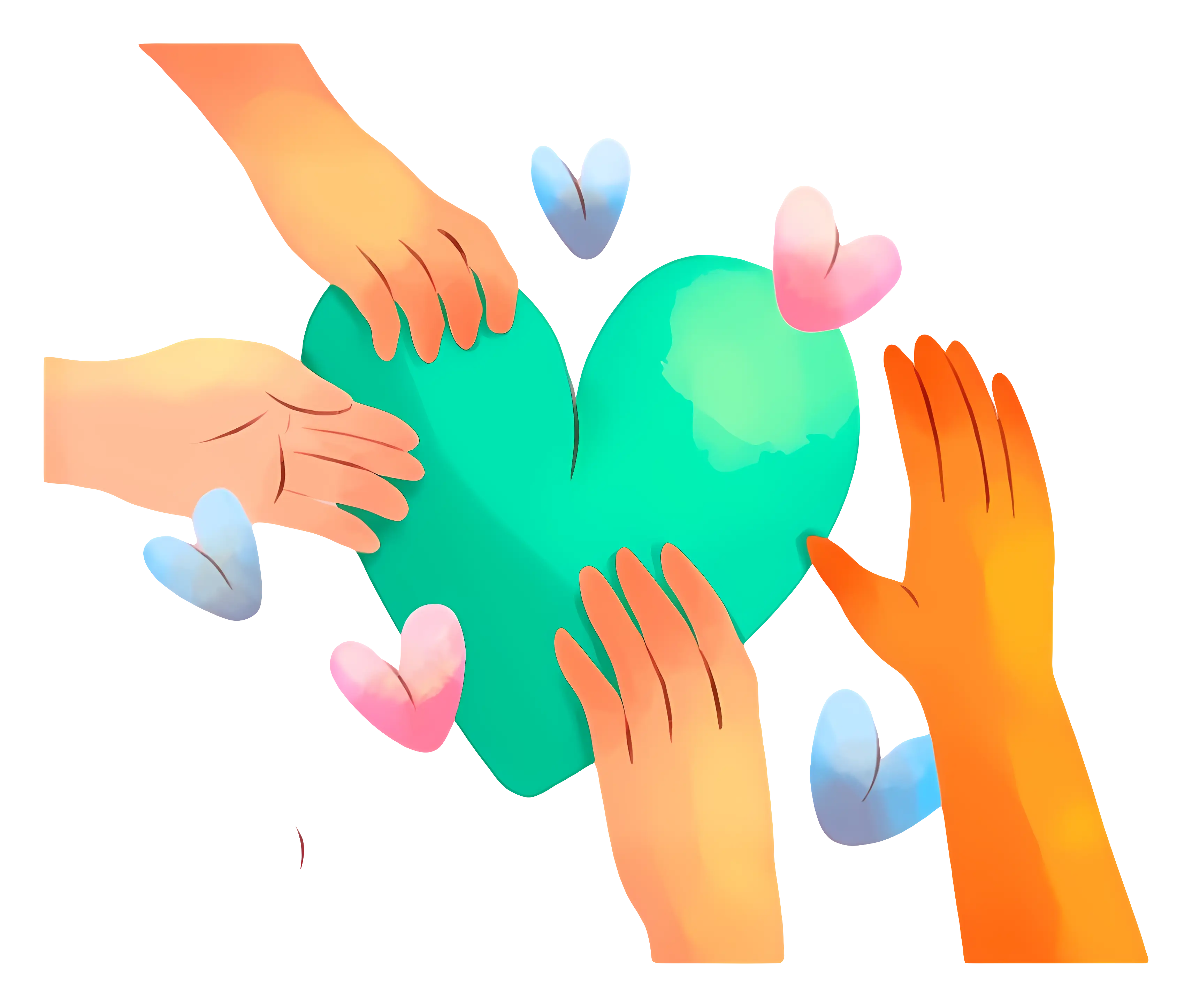 Caring Hands Holding a Green Heart