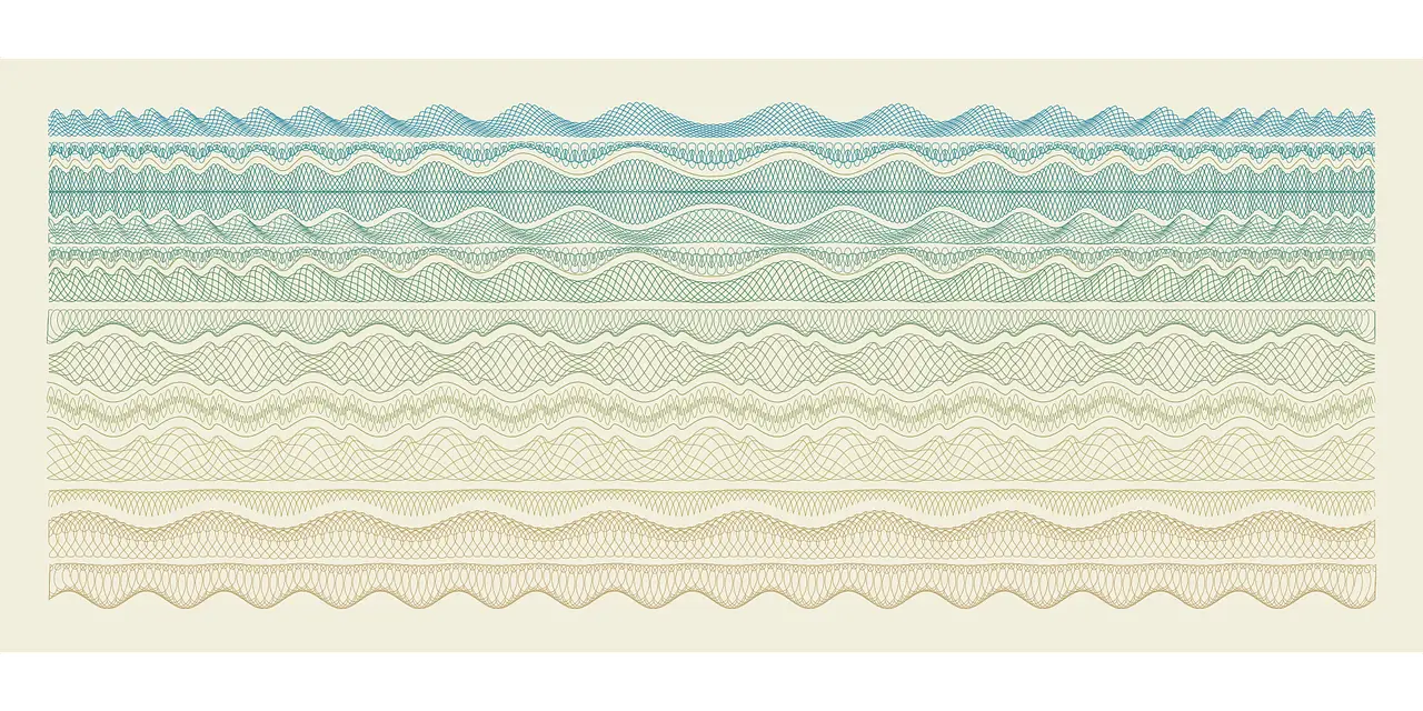 Abstract Wave Patterns in Blue and Beige