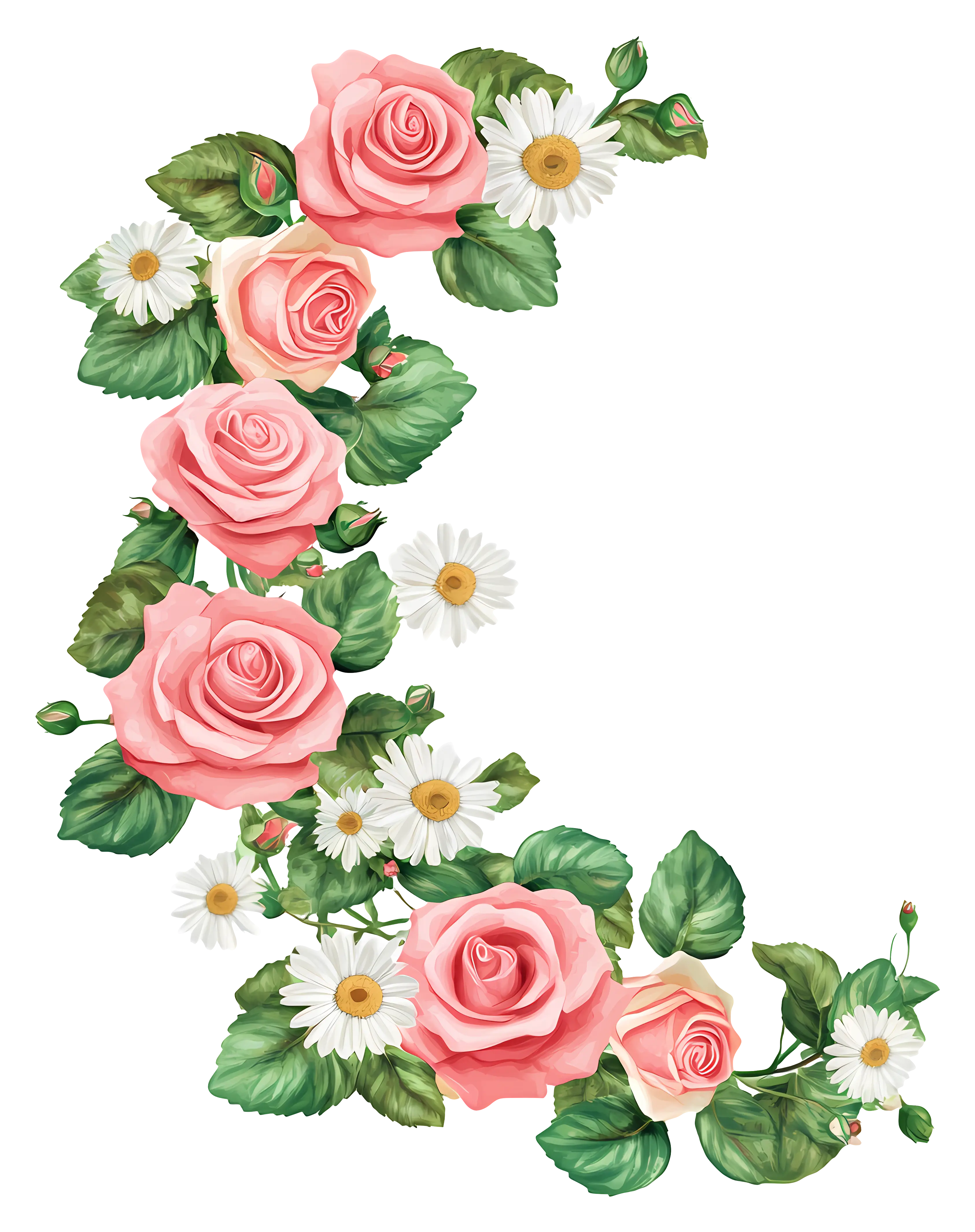 Vertical Floral Arrangement with Roses and Daisies