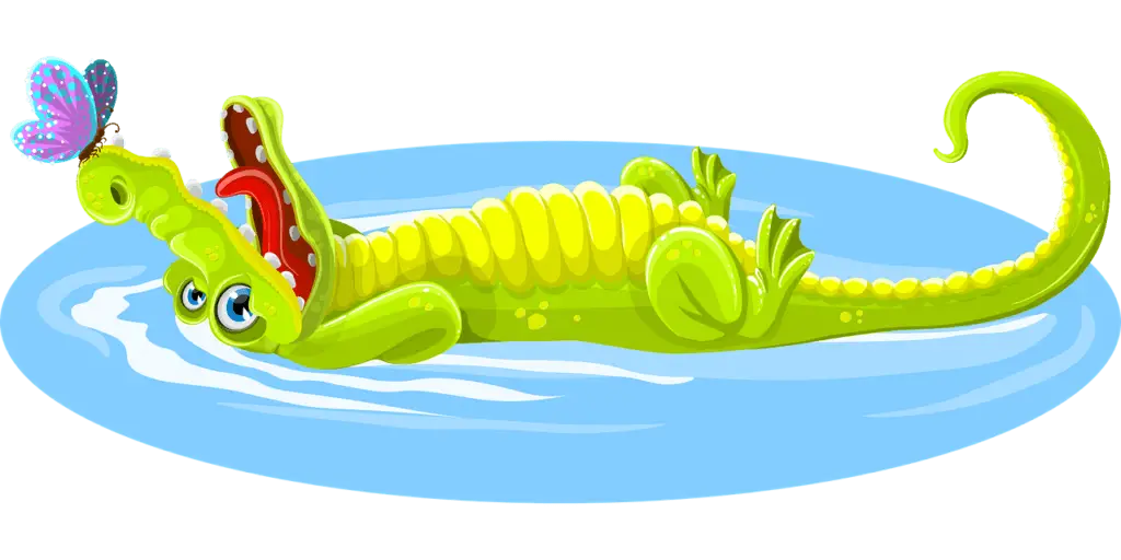 Cartoon Crocodile with Butterfly