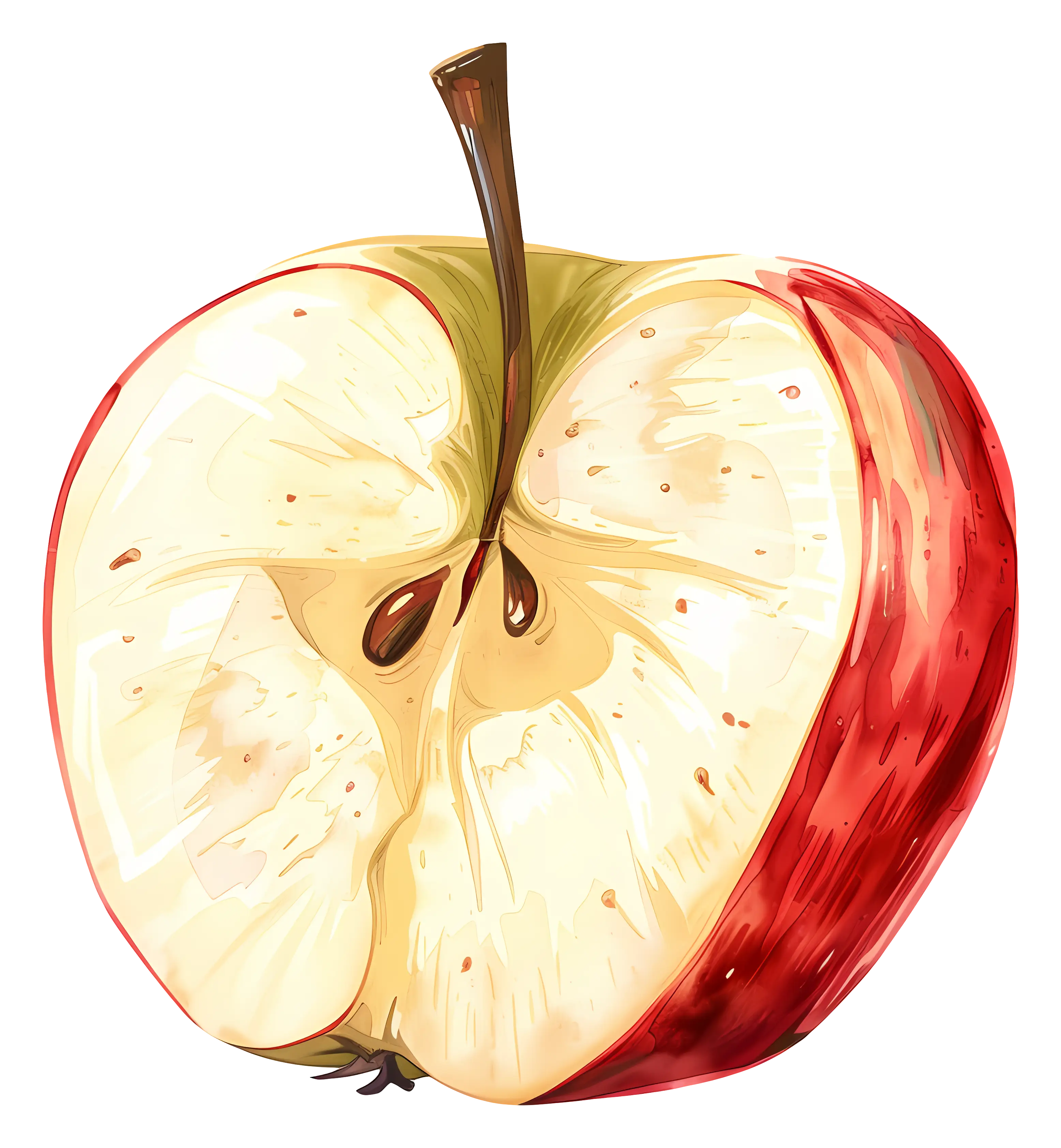 Illustrated Apple Slice with Seeds