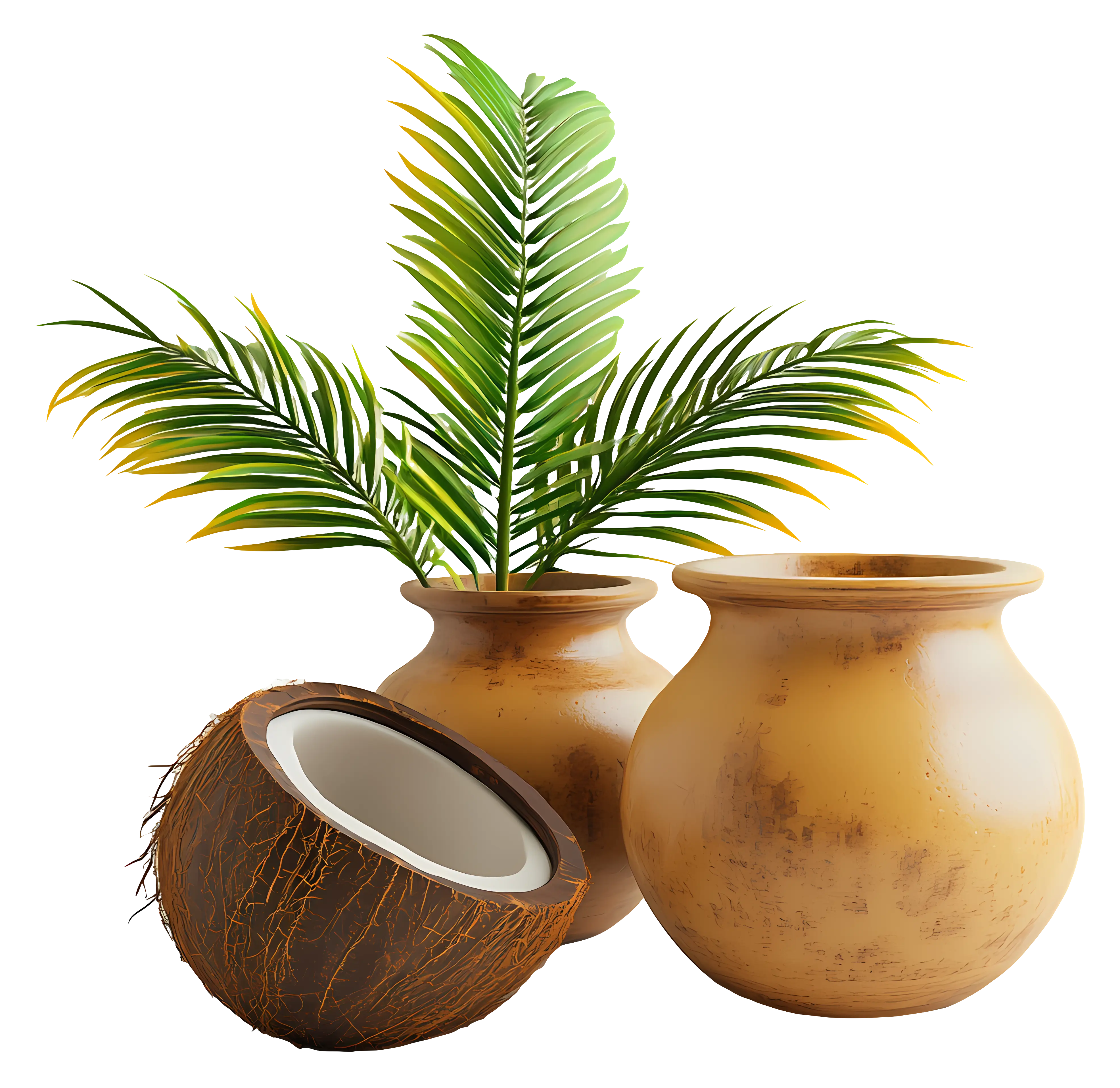 Tropical Pots and Coconut
