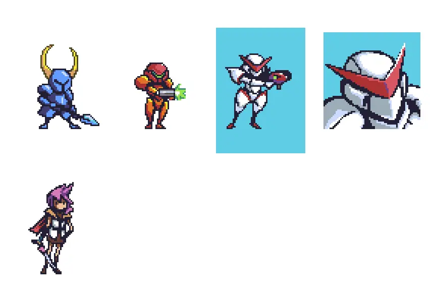 Pixel Art Characters in Various Poses