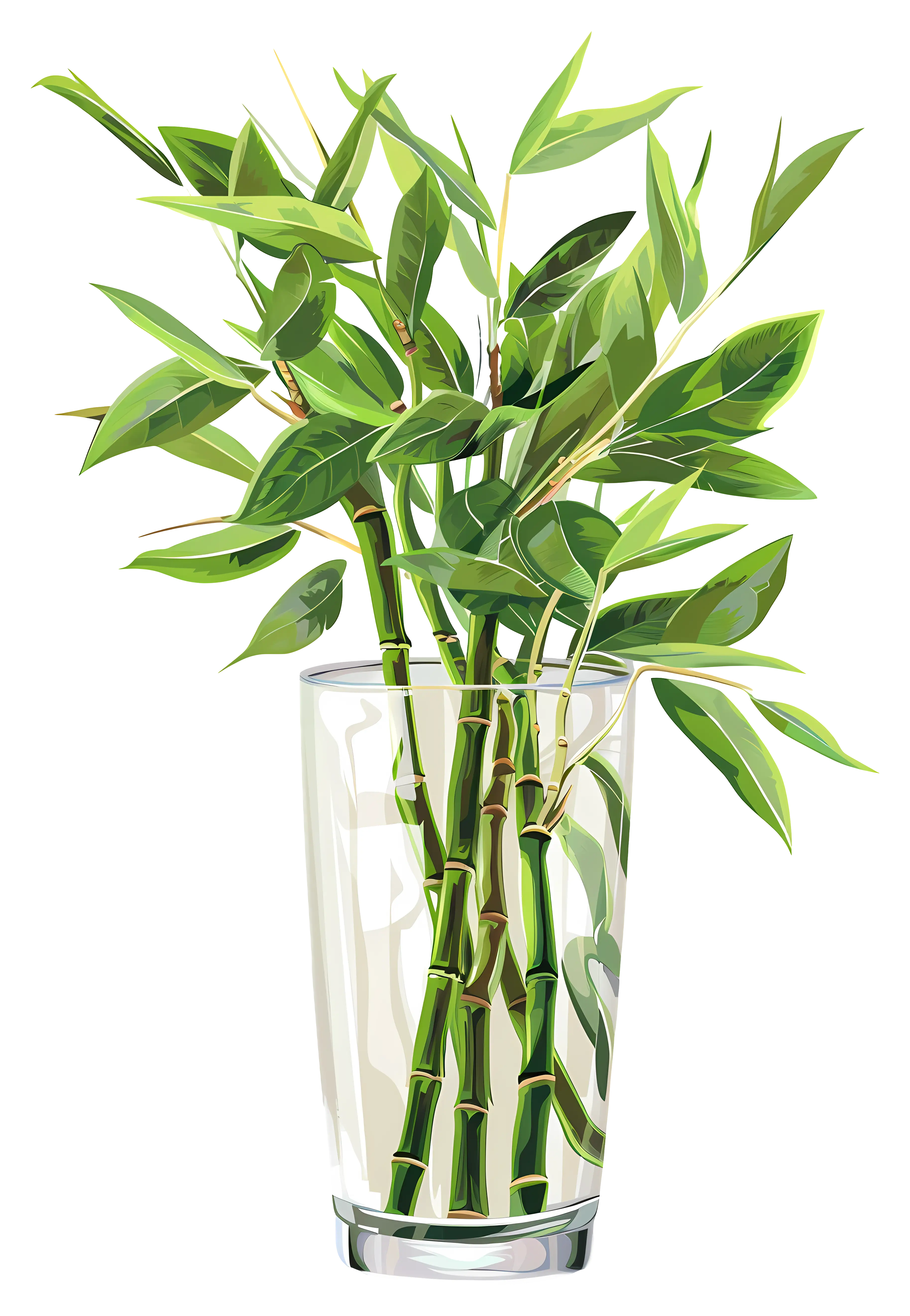 Bamboo Plant in a Glass Vase Illustration