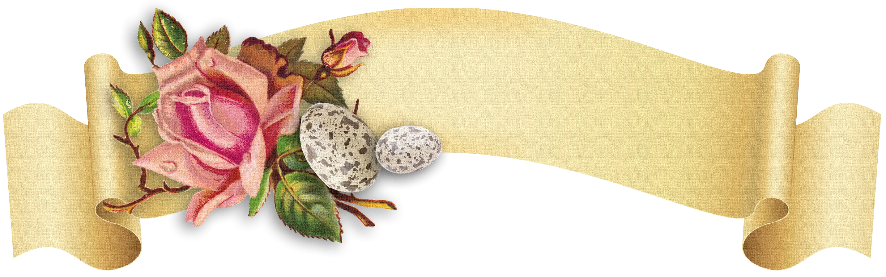 Vintage Floral Banner with Ribbon