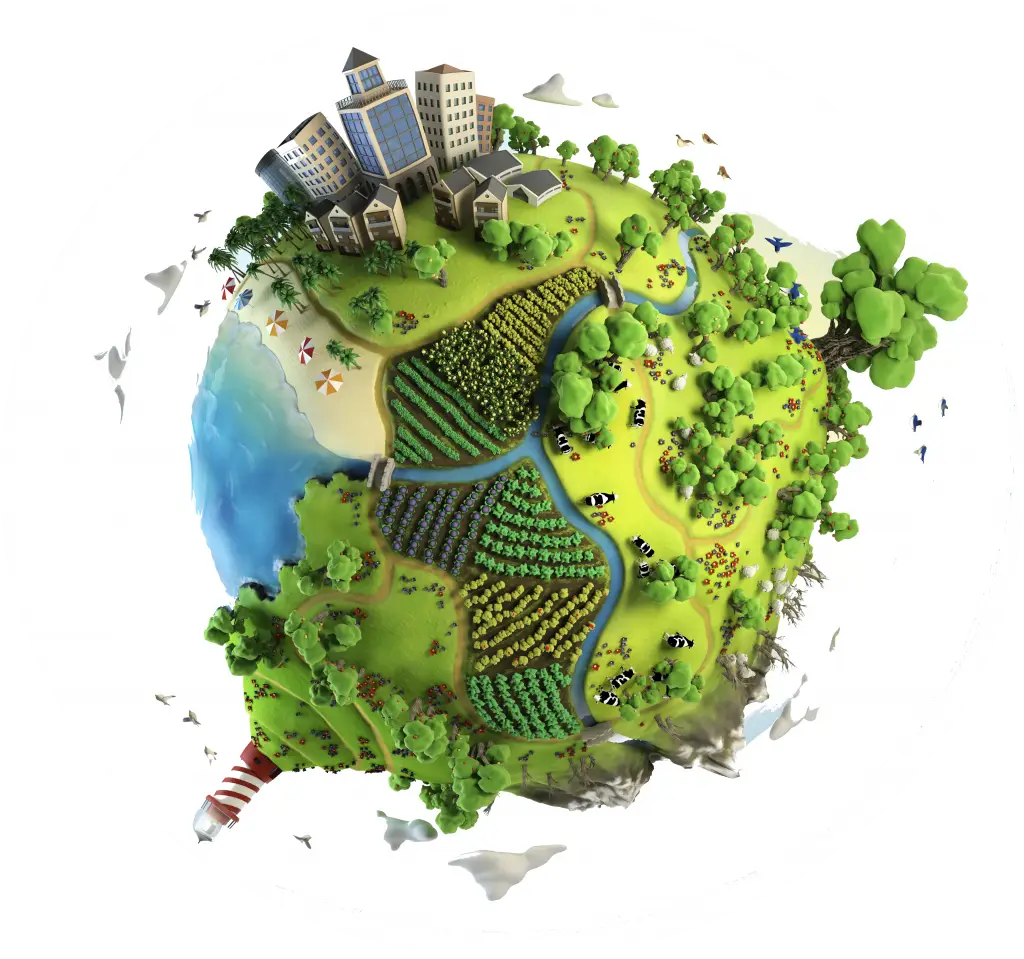 Miniature Green Globe with City and Nature