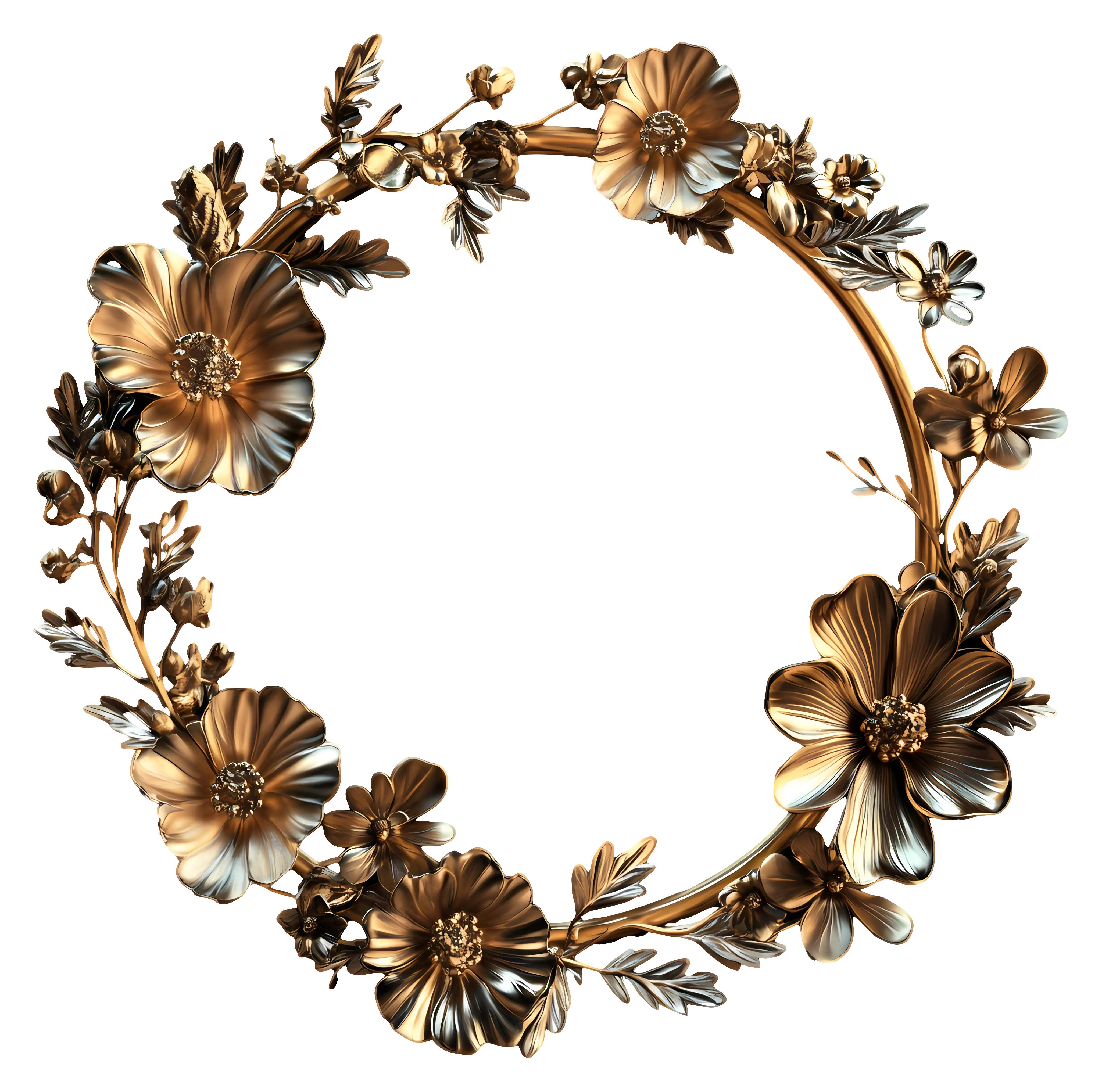 Golden Floral Wreath Decoration