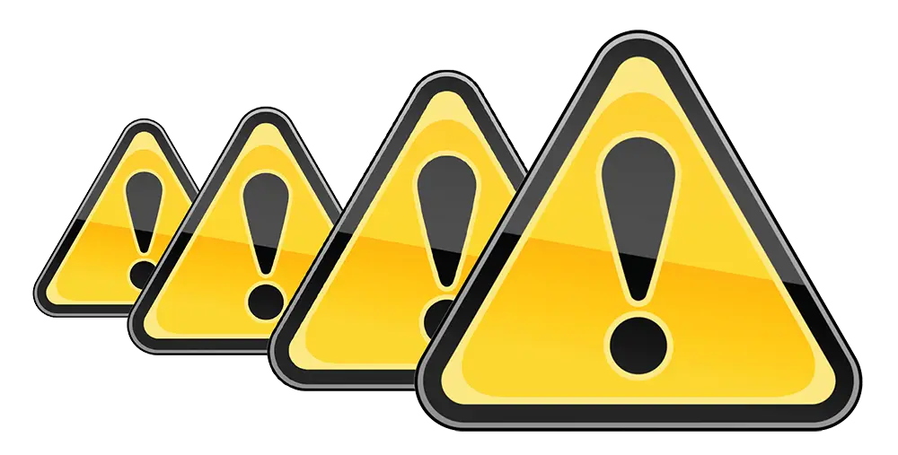 Yellow Warning Signs with Exclamation Marks