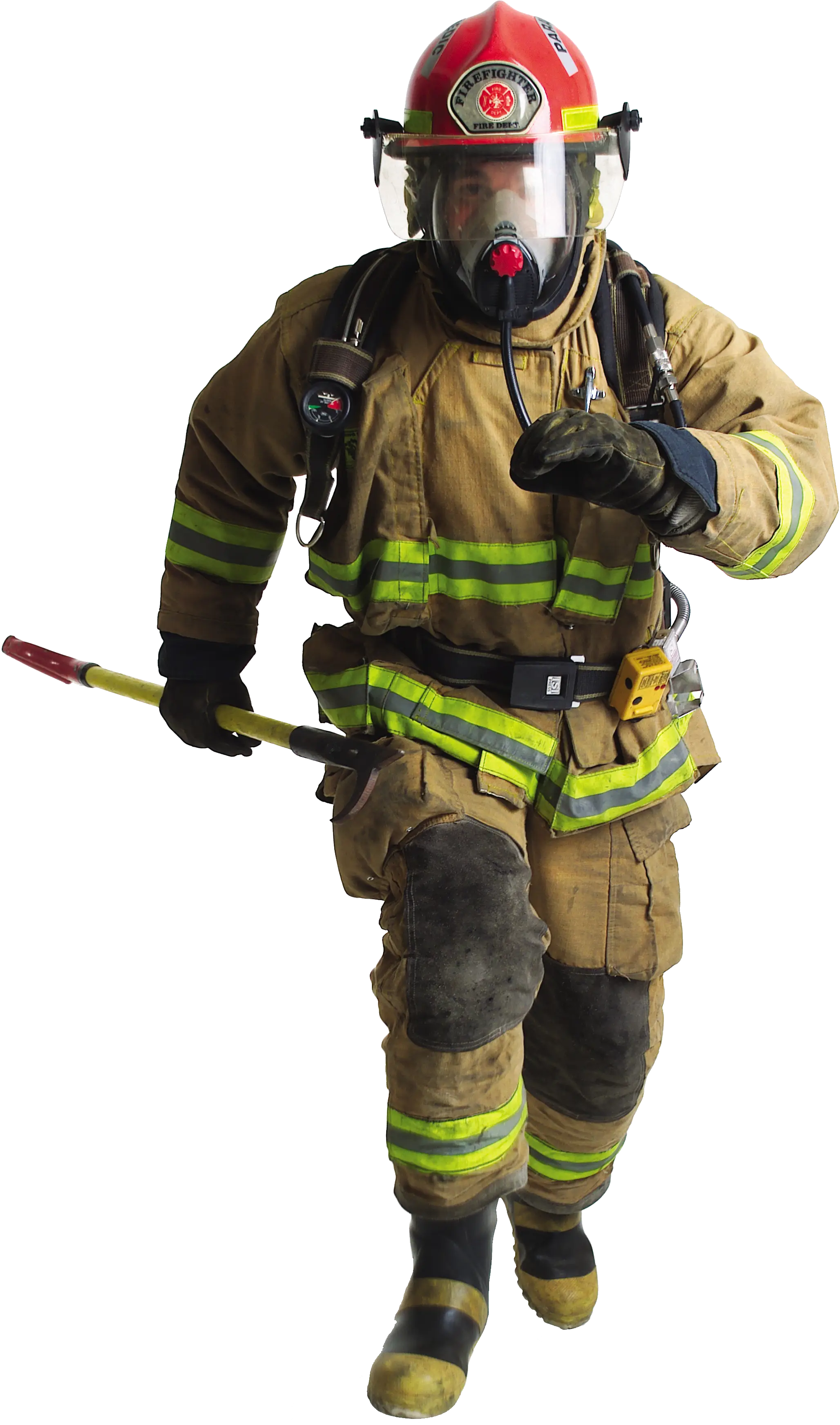 Firefighter in Uniform during Emergency Response