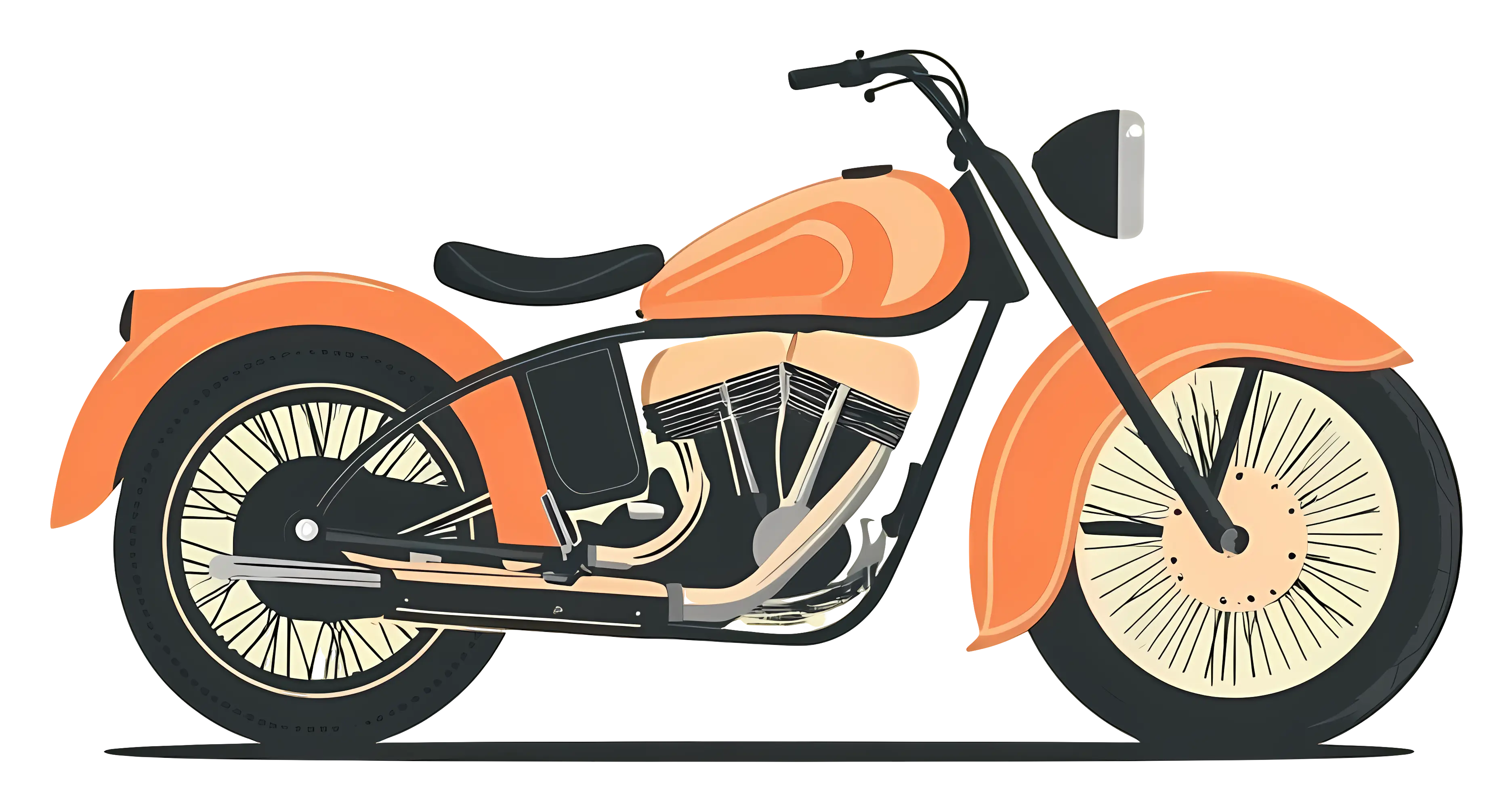 Classic Orange Motorbike in Vintage Style