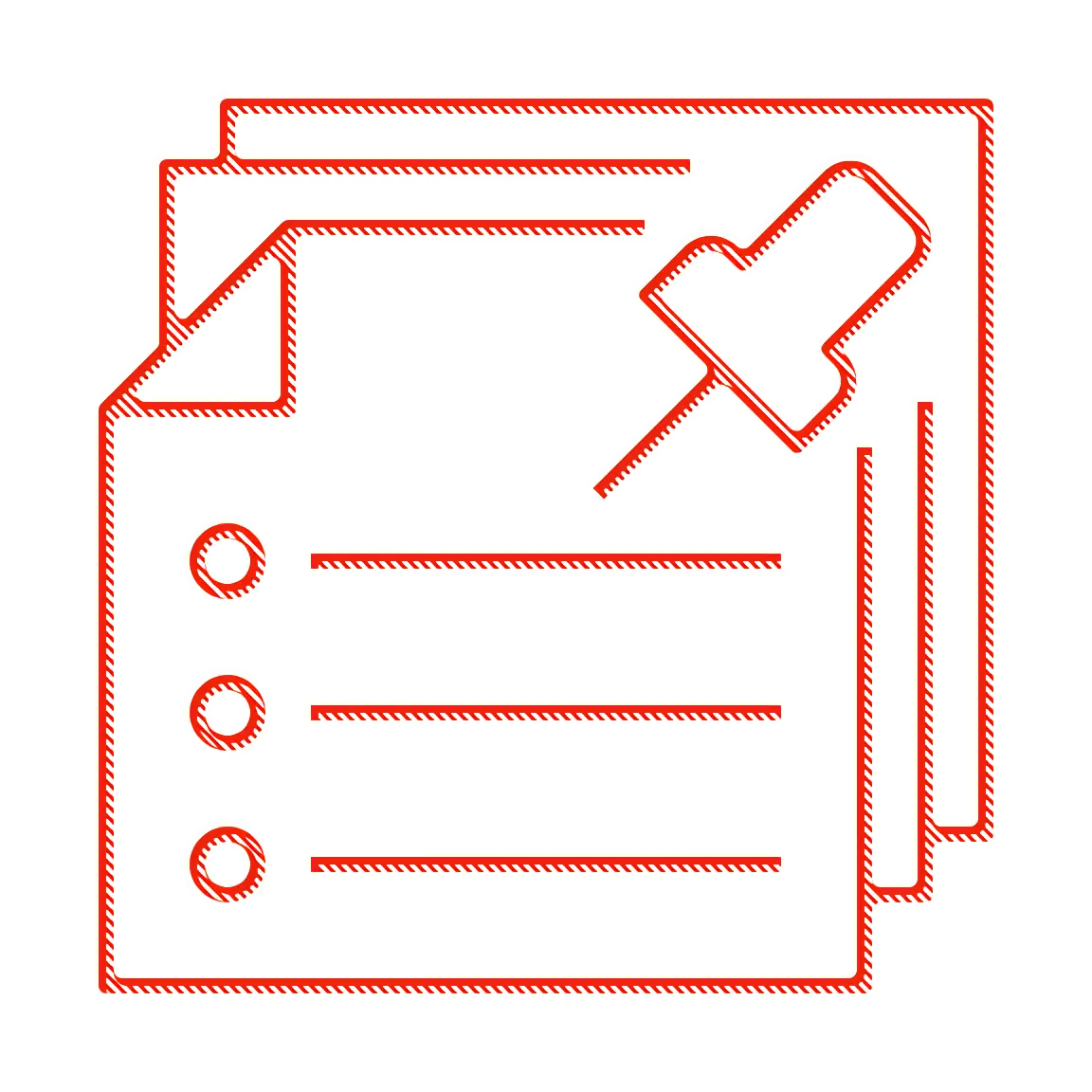 Red Documents with Pushpin Icon