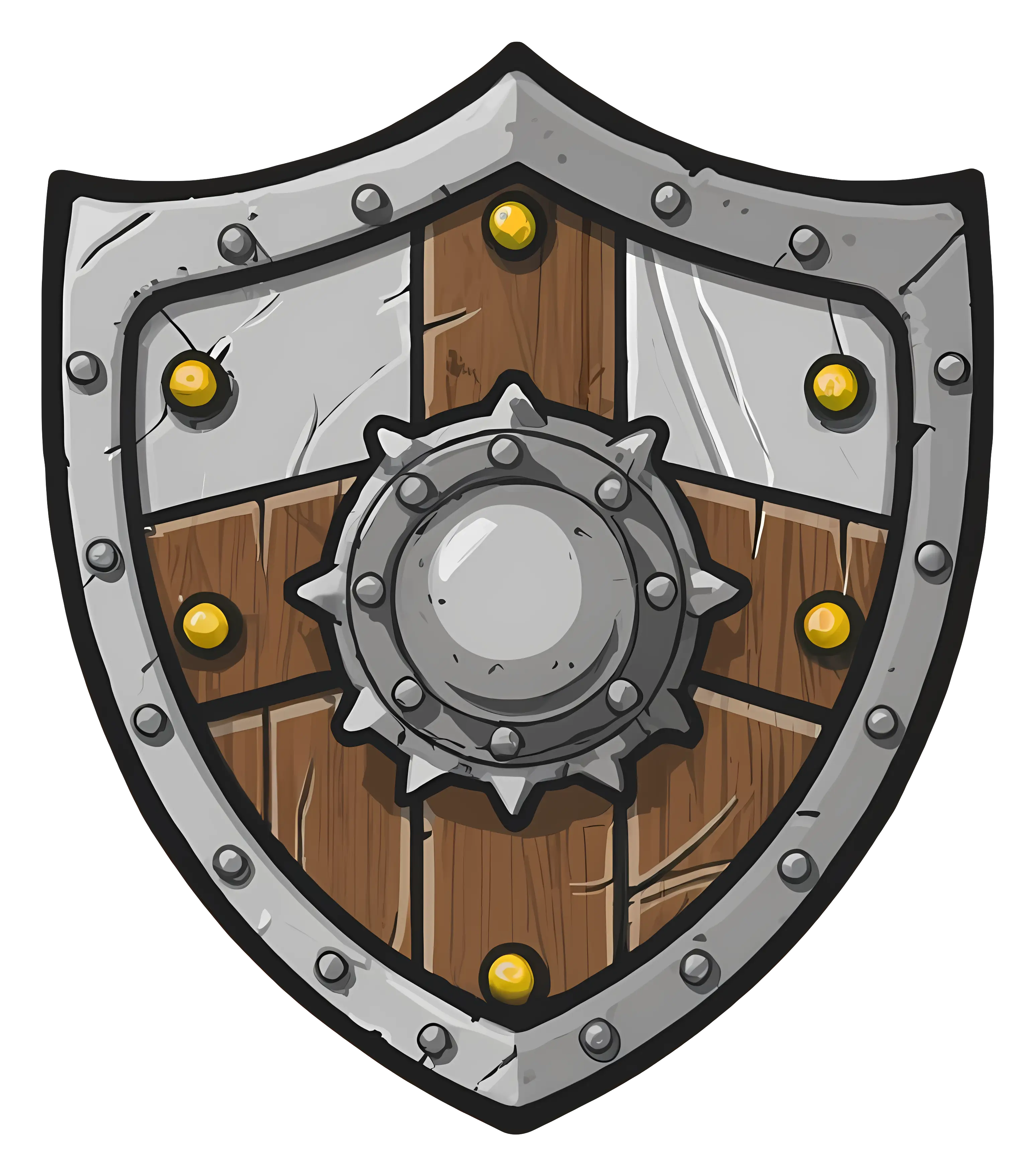 Cartoon Wooden Shield with Metal Elements