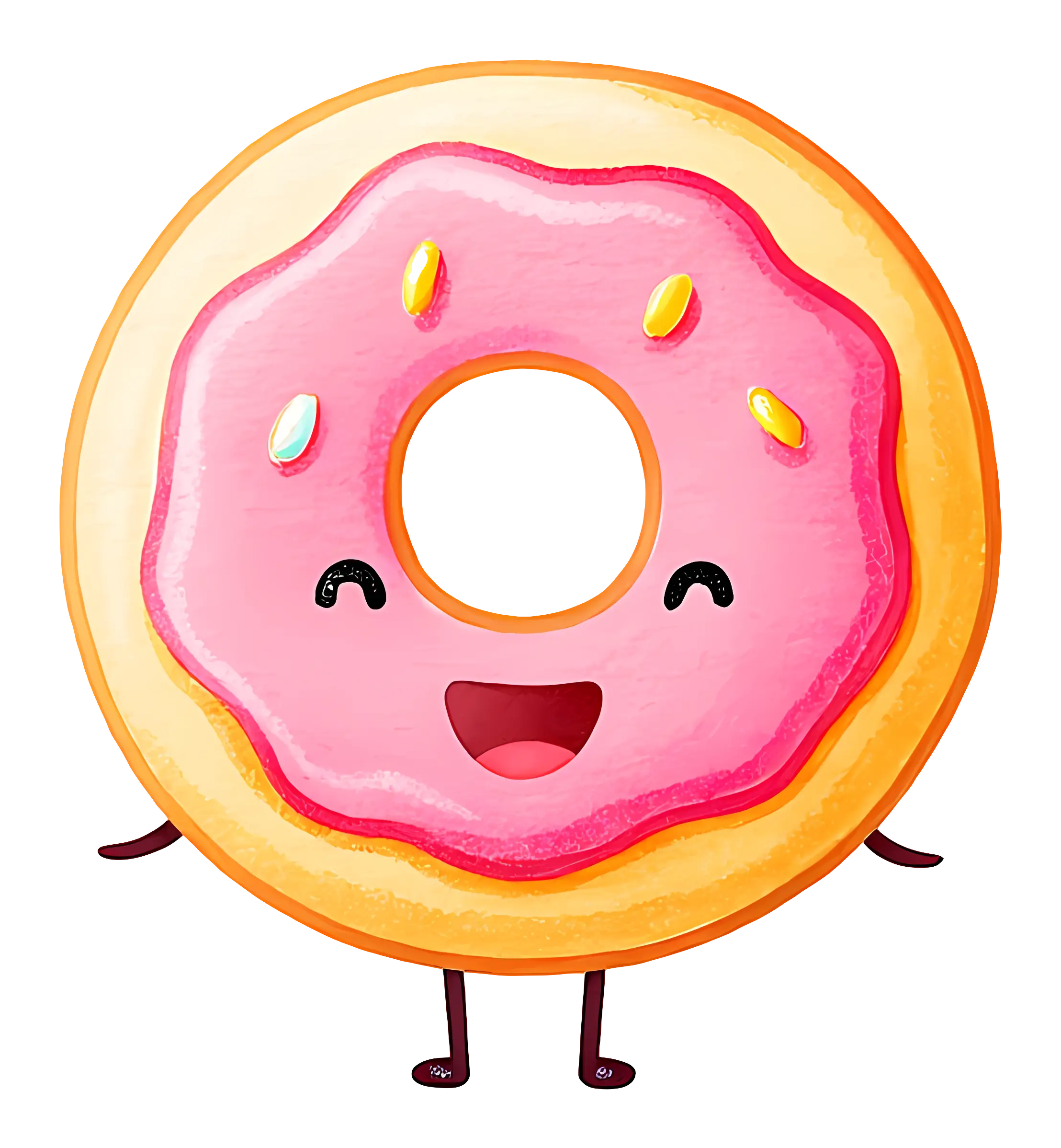 Happy Pink Donut Cartoon