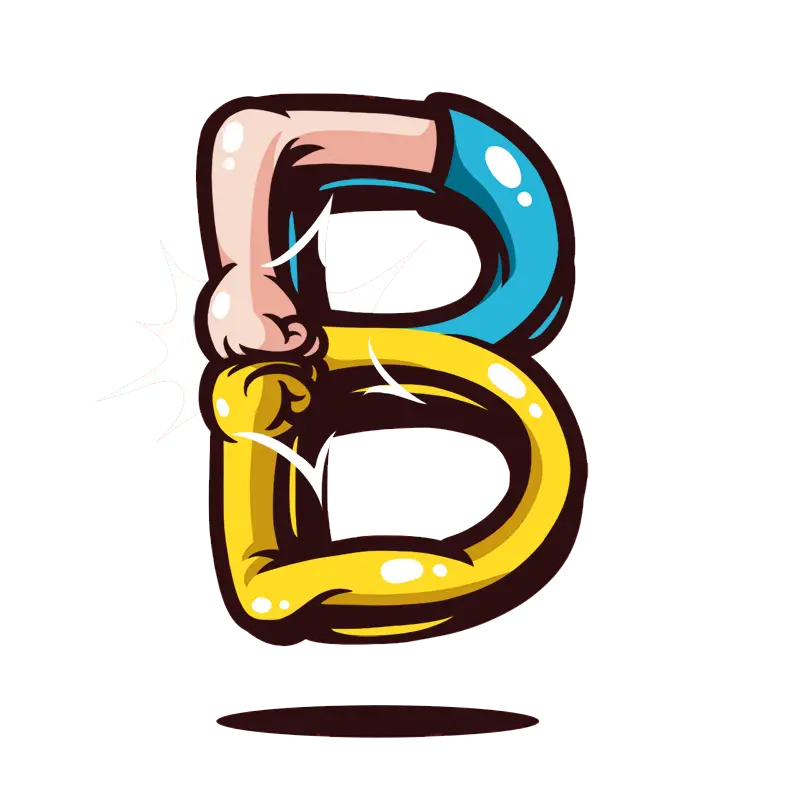 Cartoon Arm Wrestling Letter B