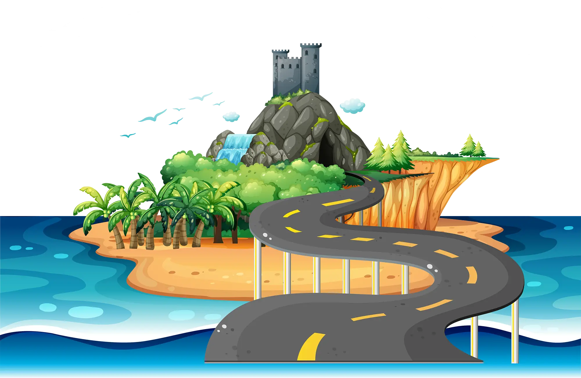 Island Road with Castle