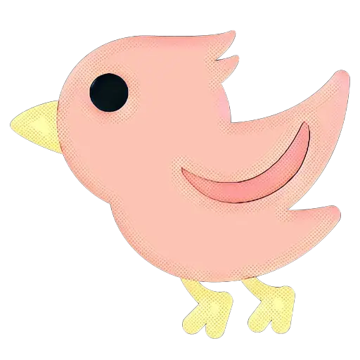 Pink Bird Illustration in Cartoon Style