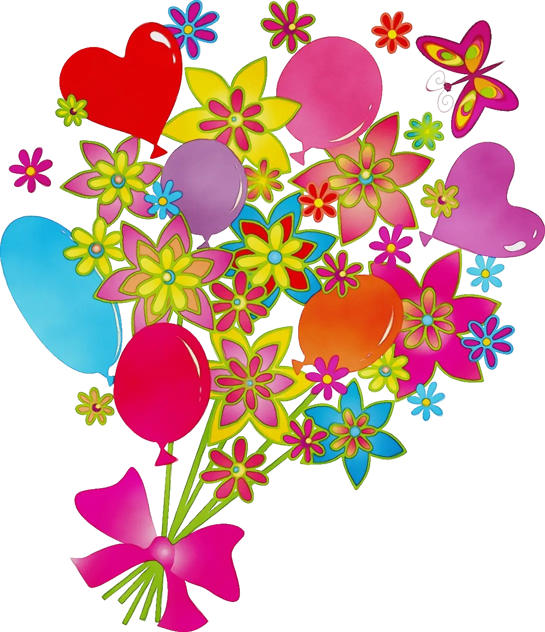 Colorful Flowers and Balloons for Celebrations