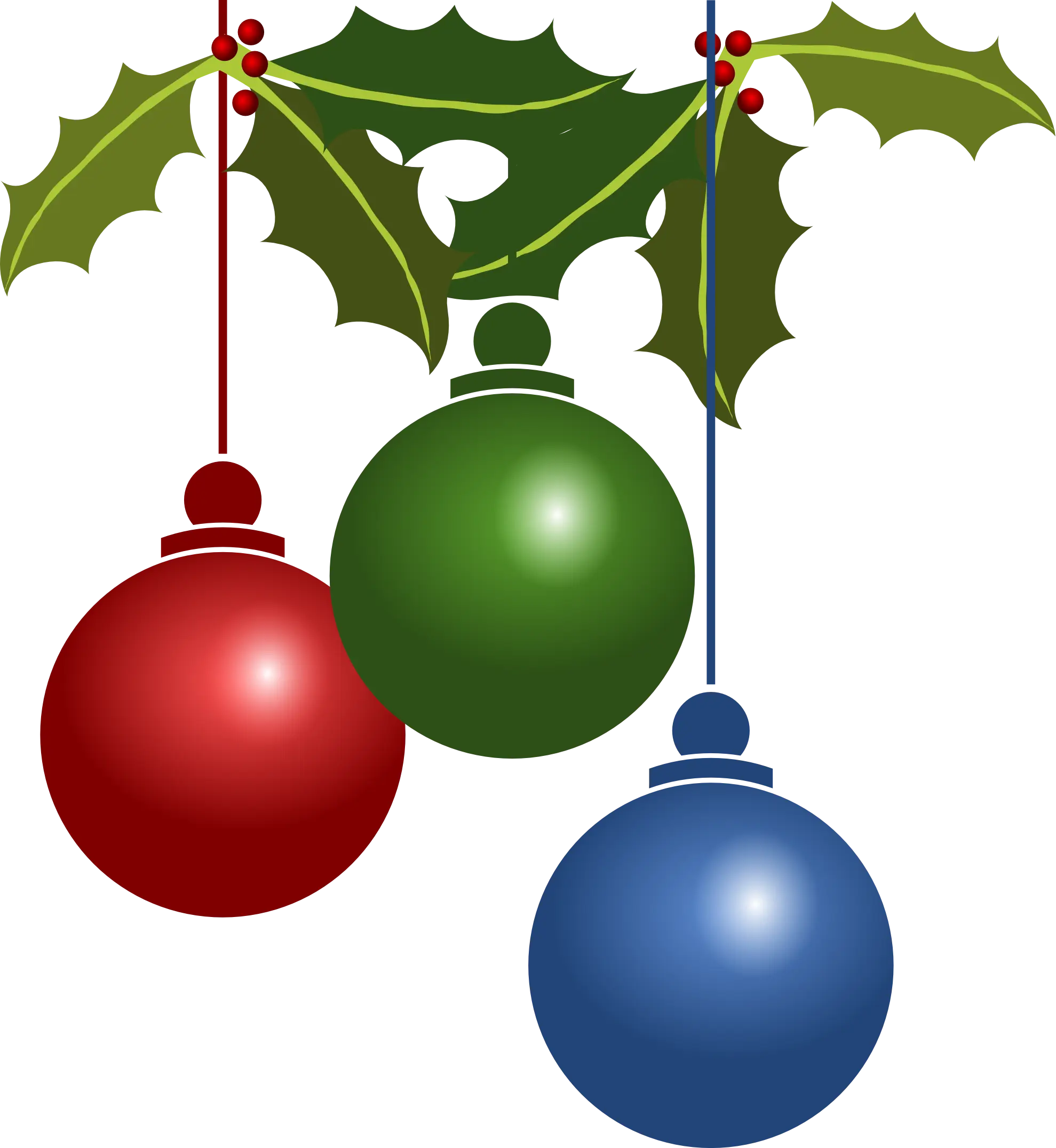 Christmas Ornaments with Holly Leaves