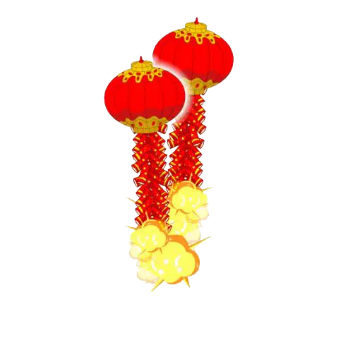 Chinese Red Lanterns and Firecrackers Decoration