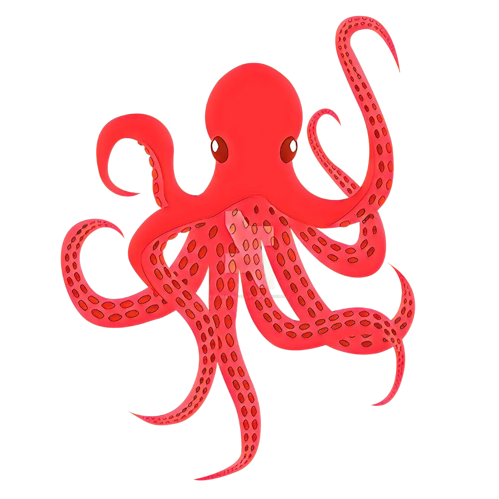 Red Cartoon Octopus Illustration