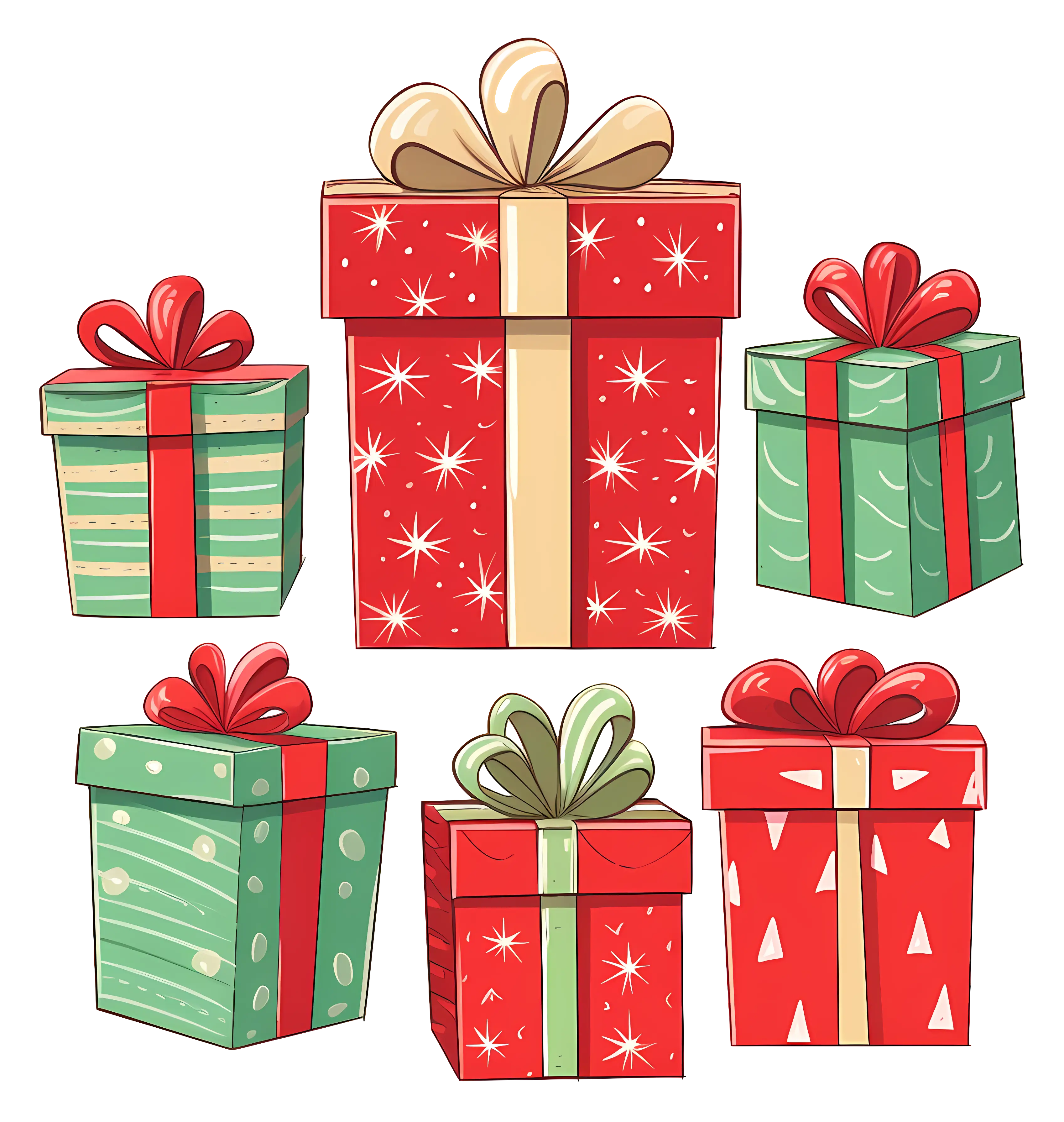 Colorful Red and Green Gift Boxes