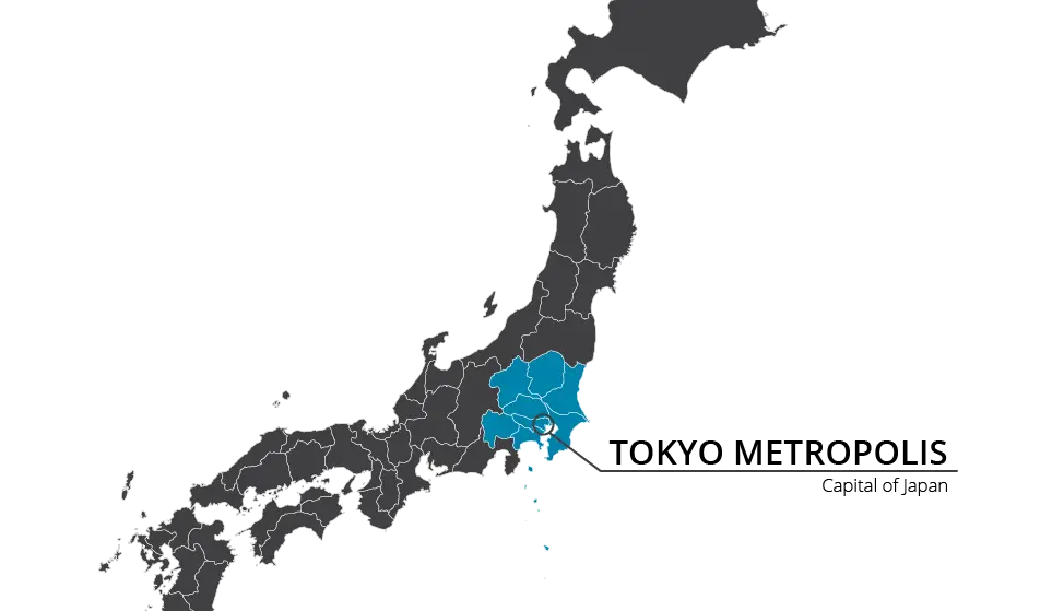 Map of Japan Highlighting Tokyo