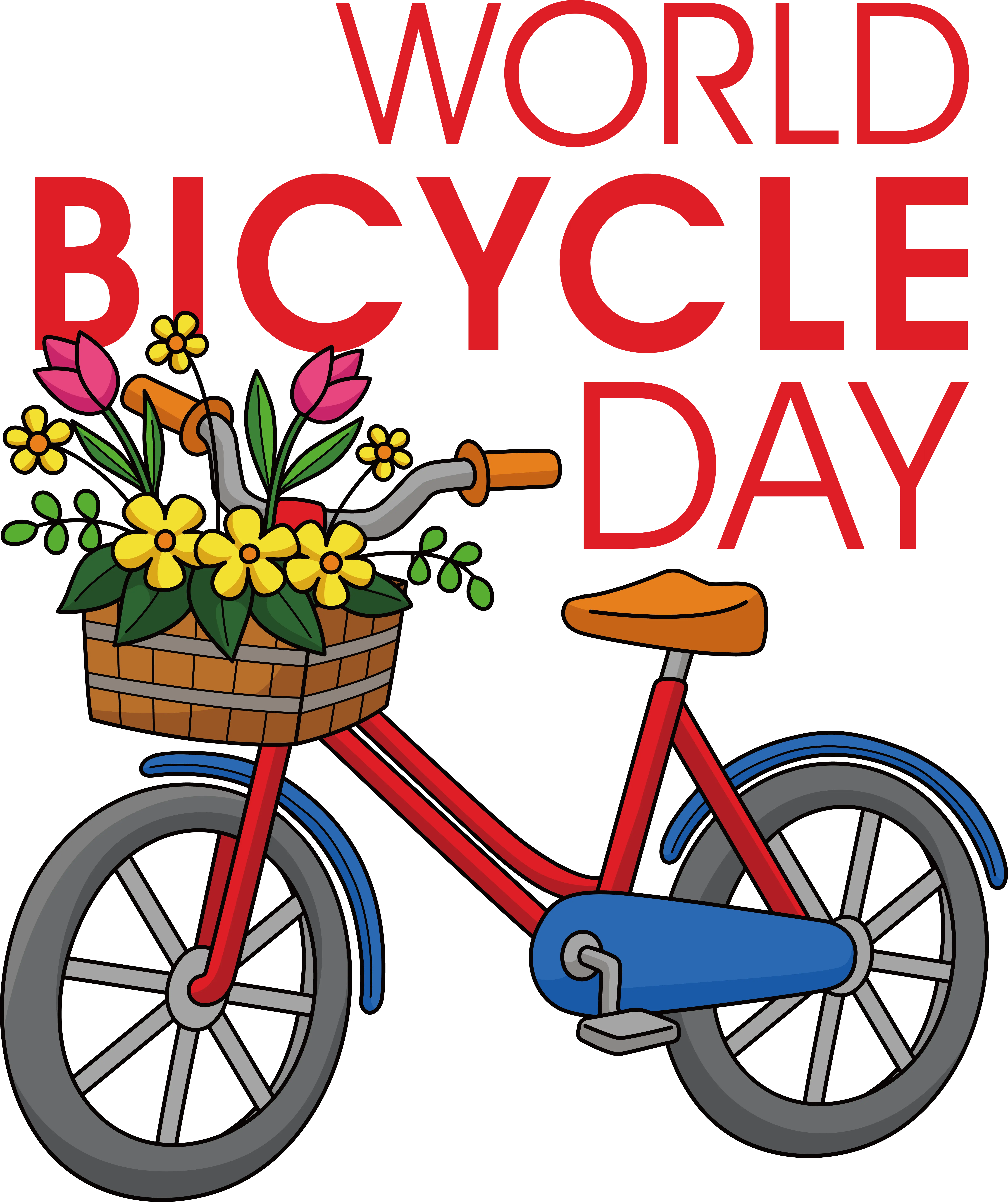 World Bicycle Day Illustration with Flowers