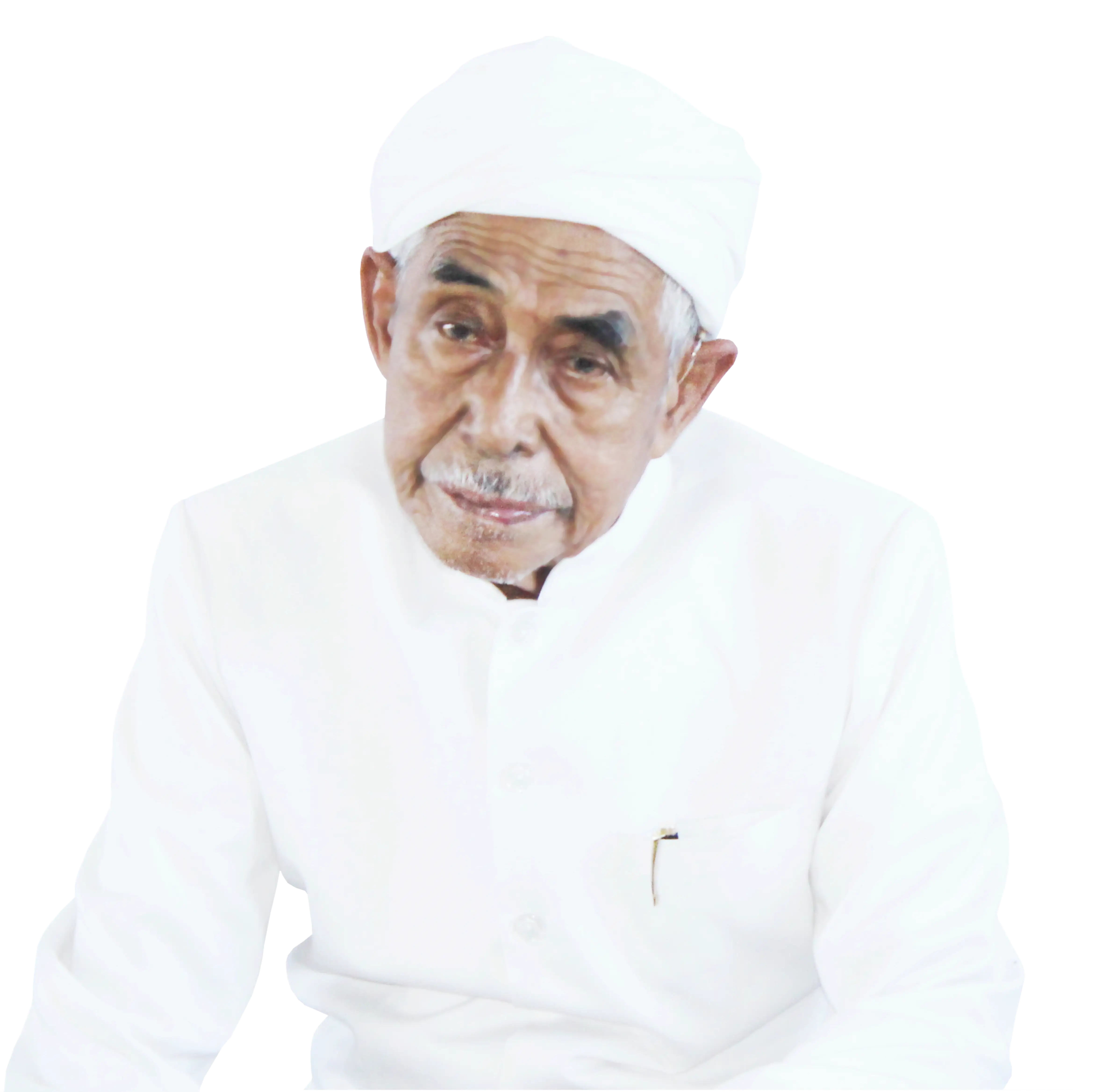 Portrait of an Elderly Man in Traditional White Clothing