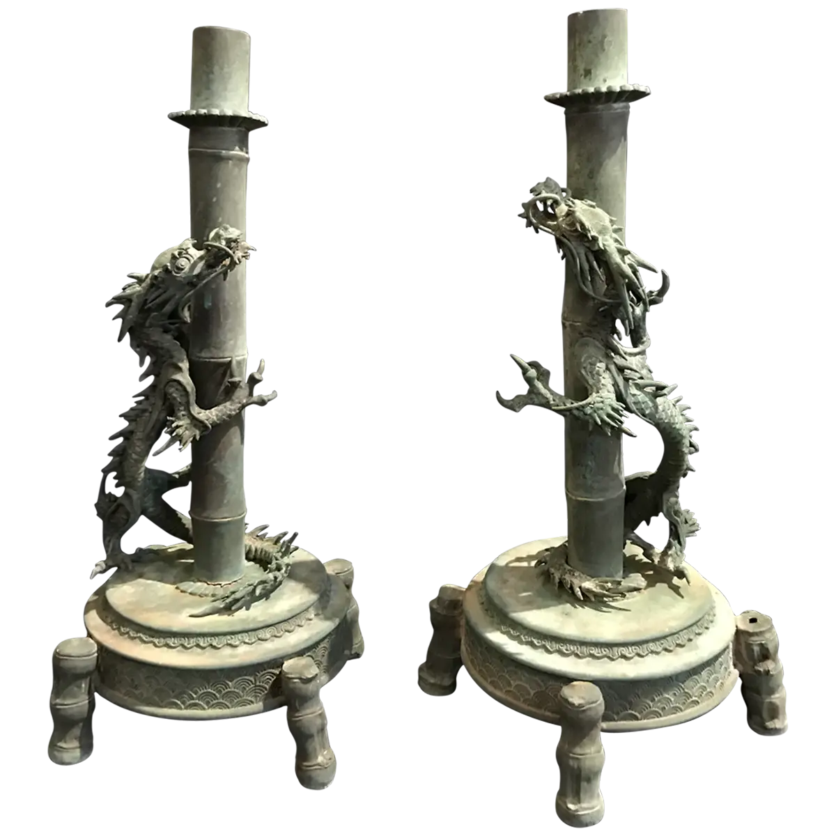 Antique Dragon Candlesticks